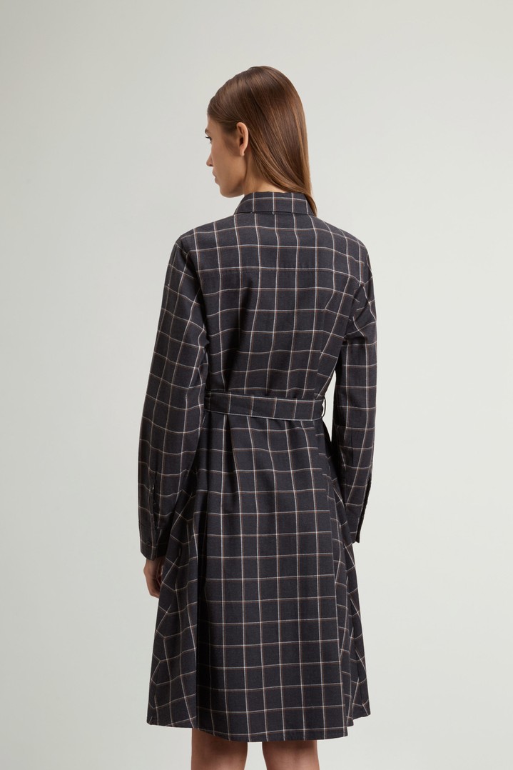 Checked Shirt Dress in Pure Cotton Flannel Gray photo 3 | Woolrich