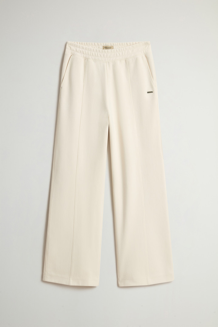 Wide-Leg Pants in Cotton-Blend Interlock White photo 3 | Woolrich
