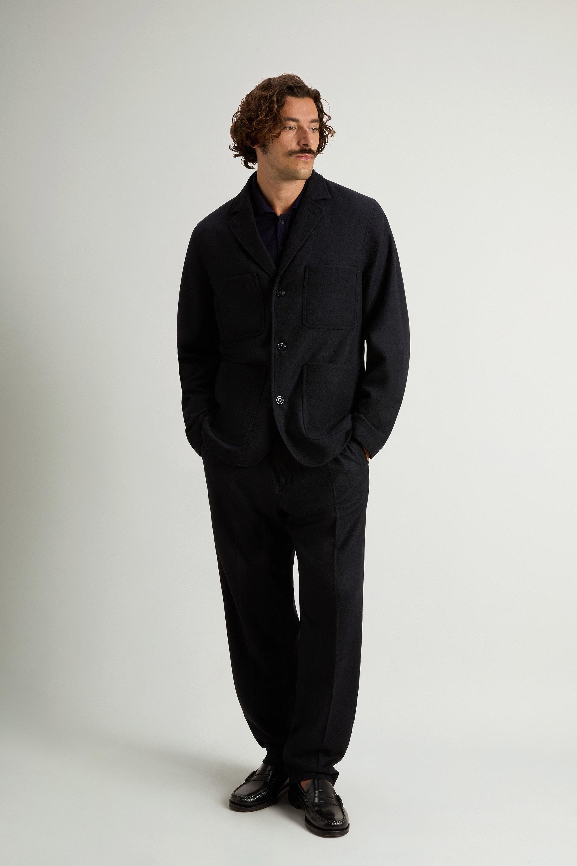 Checked Blazer in Recycled Italian Wool-Blend Flannel Blue photo 1 | Woolrich