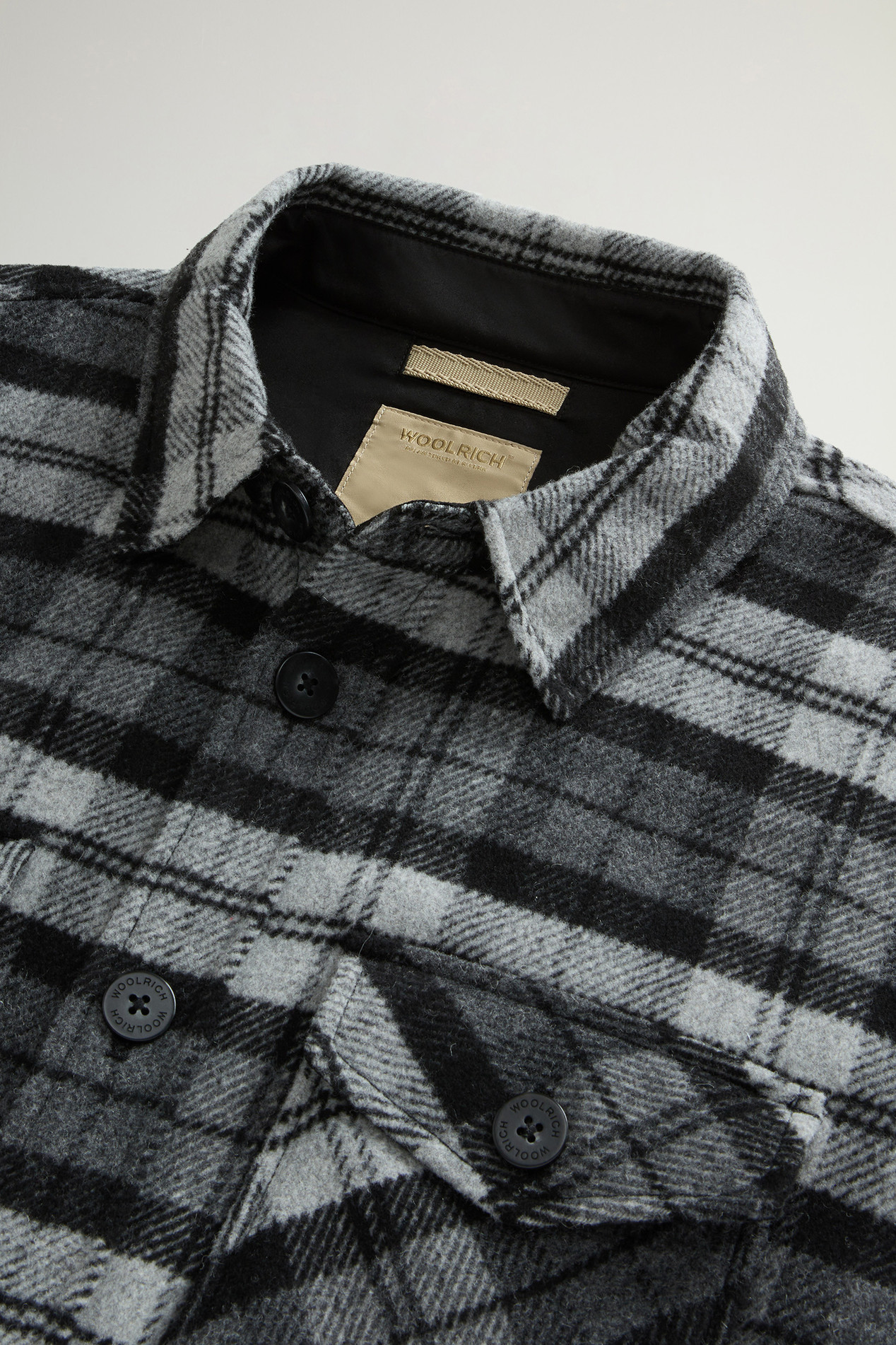 Wool-Blend Overshirt with Checked Pattern Gray photo 6 | Woolrich