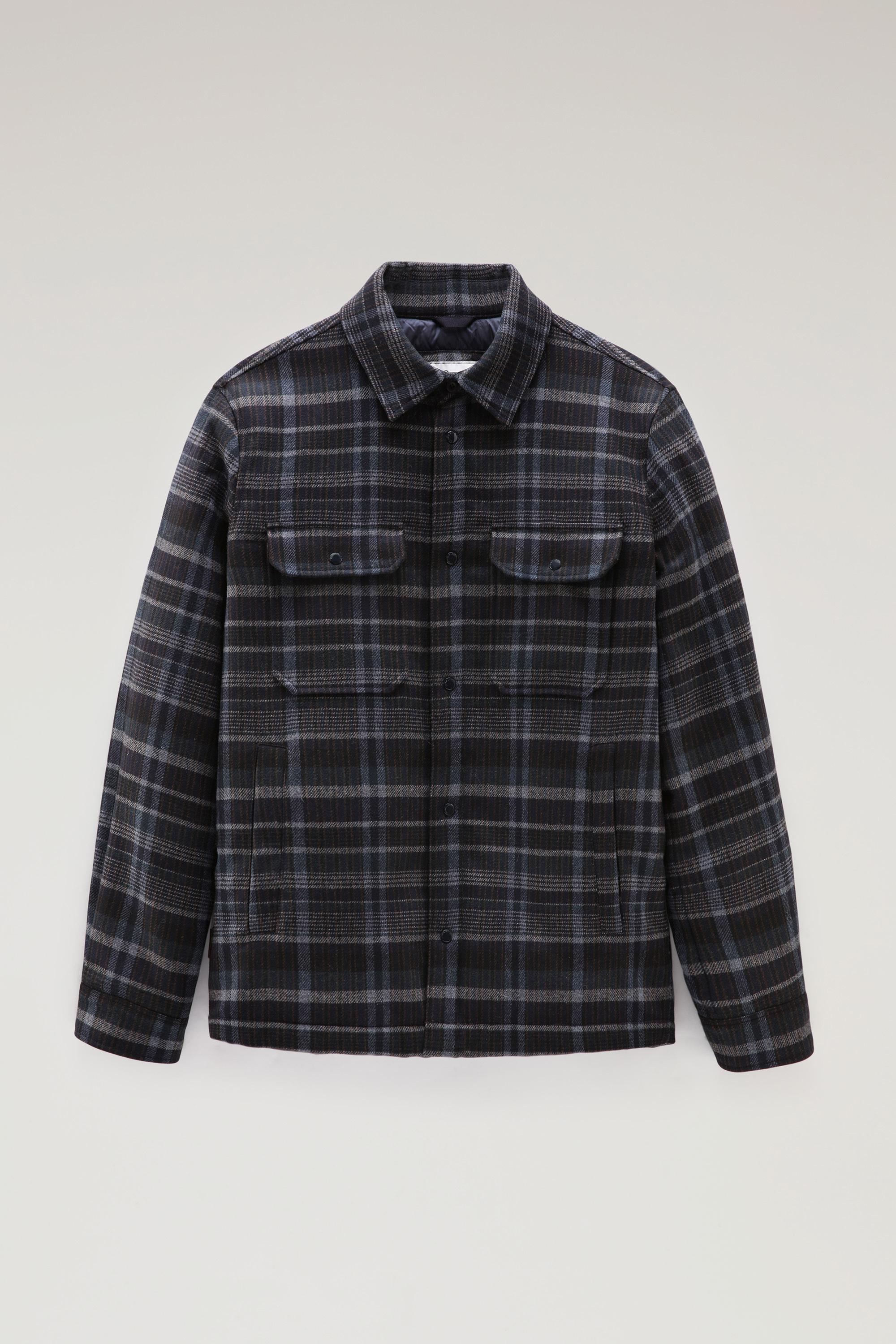 Alaskan Padded Check Overshirt in Recycled Italian Wool Blend Blue photo 1 | Woolrich