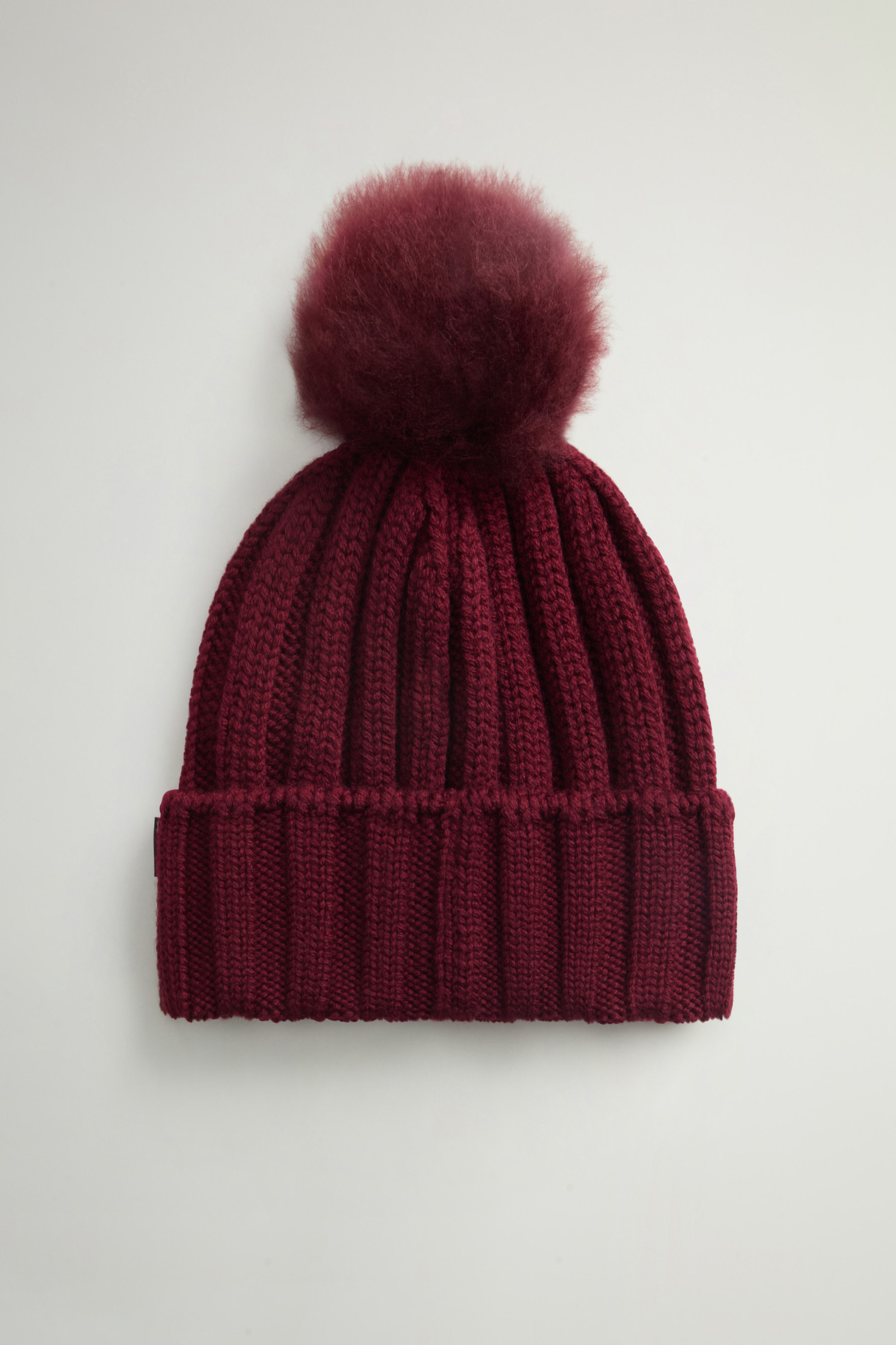 Merino Virgin Wool Beanie with Removable Cashmere Pompom Burgundy photo 2 | Woolrich