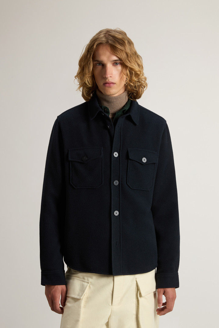Wool-Blend Overshirt with Checked Pattern Blue photo 1 | Woolrich