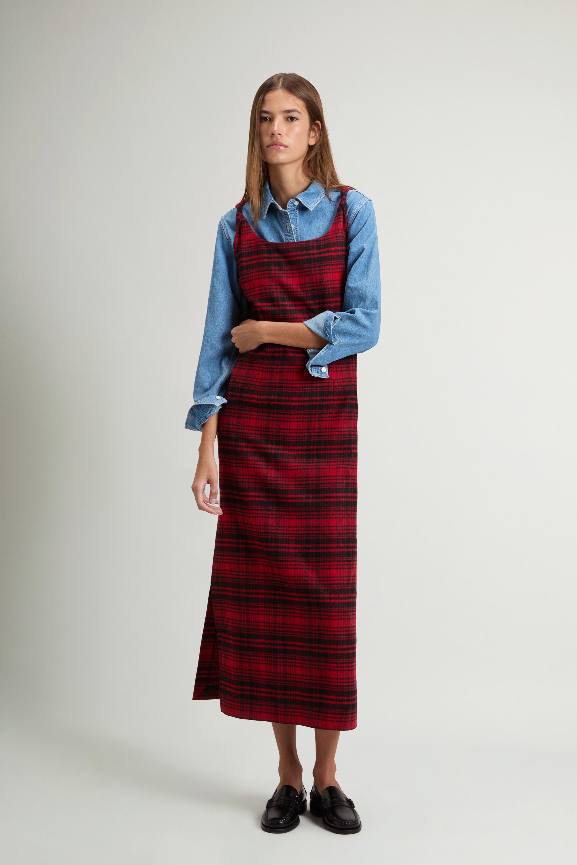 Checked Dress in Recycled Italian Wool-Blend Flannel Red photo 1 | Woolrich