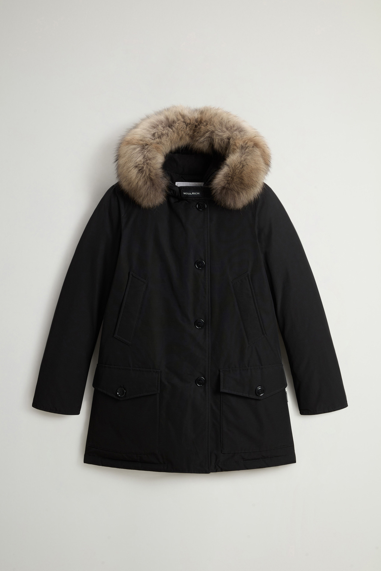 Arctic Parka in Ramar Cloth with Four Pockets and Detachable Fur Black photo 5 | Woolrich