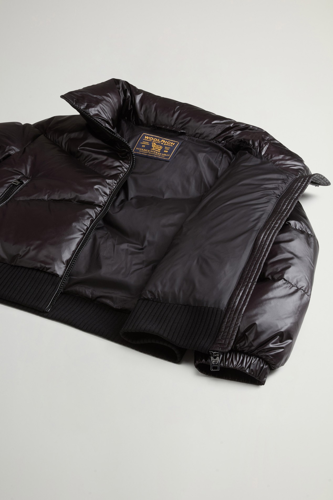 Girls' Aliquippa Bomber Jacket in Quilted Glossy Nylon Black photo 5 | Woolrich