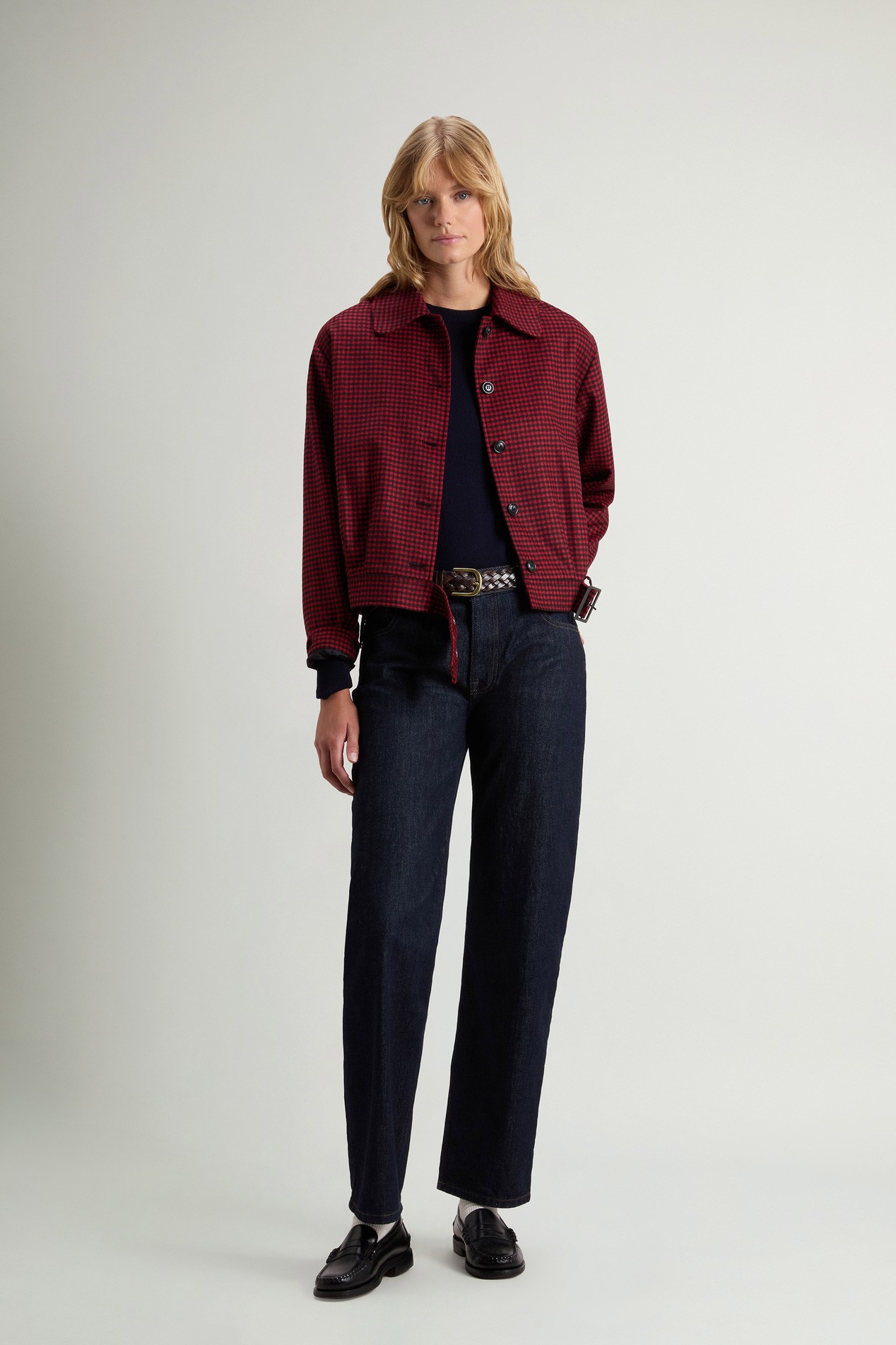 Checked Overshirt in Recycled Italian Wool Blend Red photo 2 | Woolrich