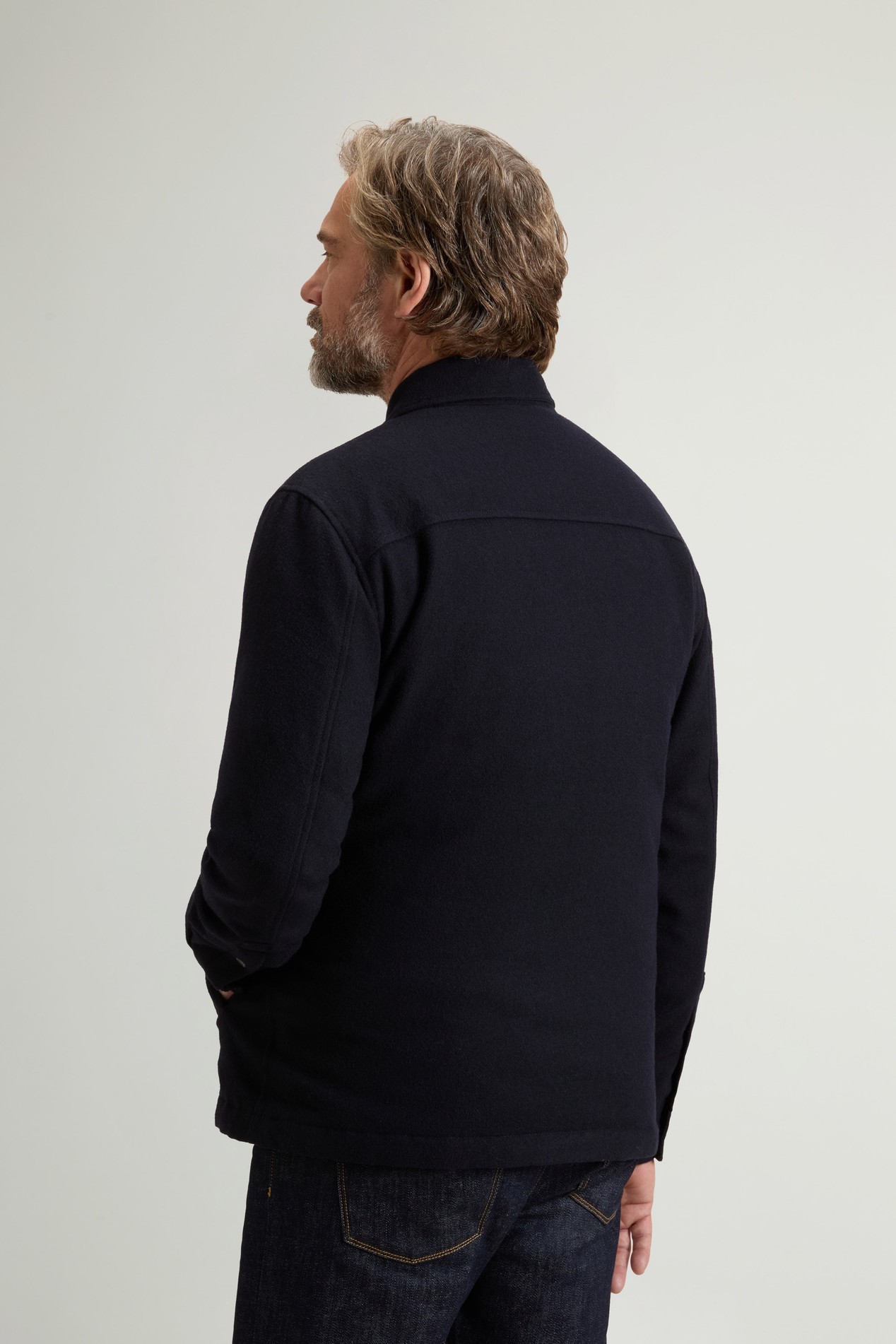 Surchemise Alaskan en laine italienne Melton mélangée recyclée Bleu photo 3 | Woolrich