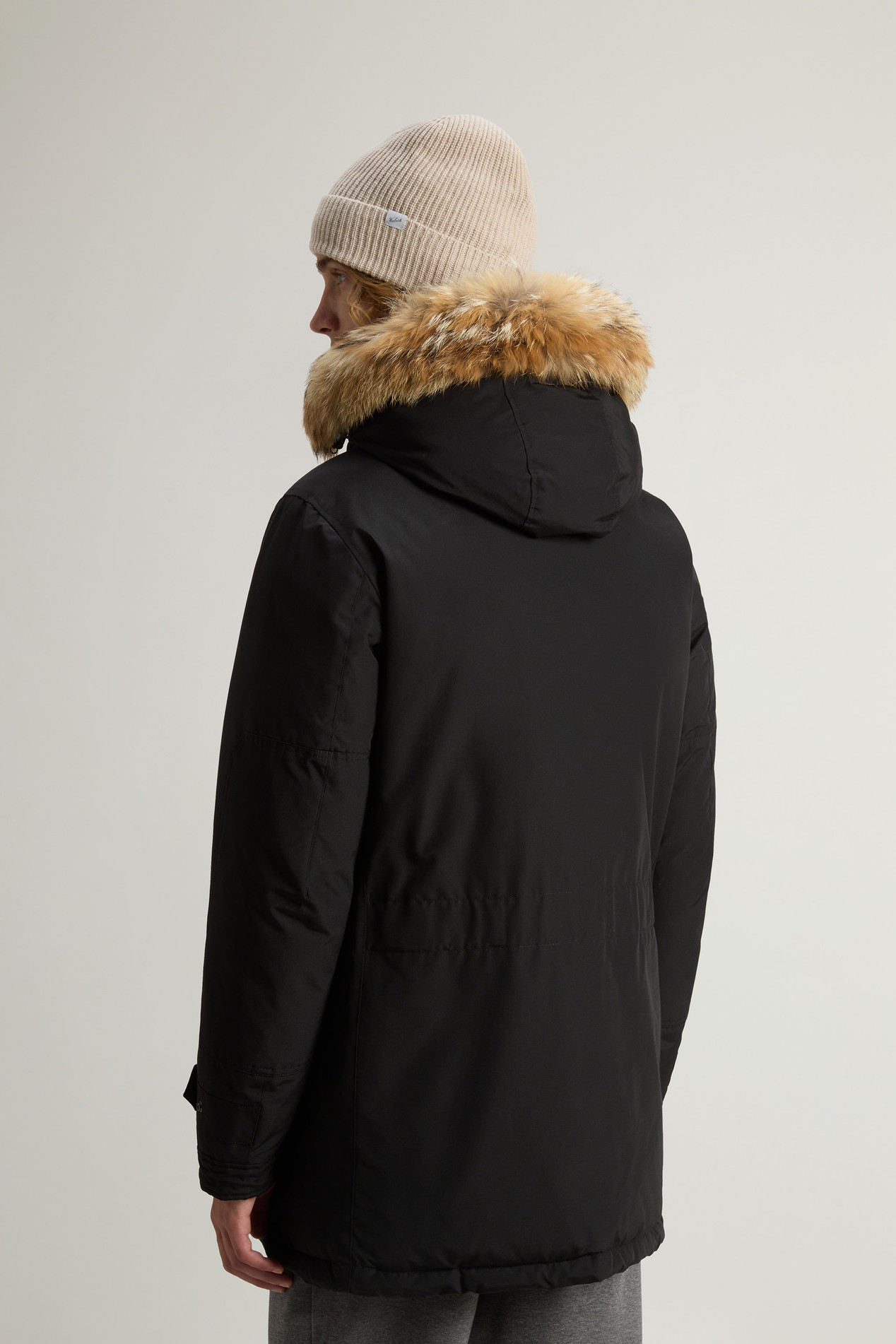 Polar Parka in Ramar Cloth with High Collar and Fur Trim Black photo 3 | Woolrich