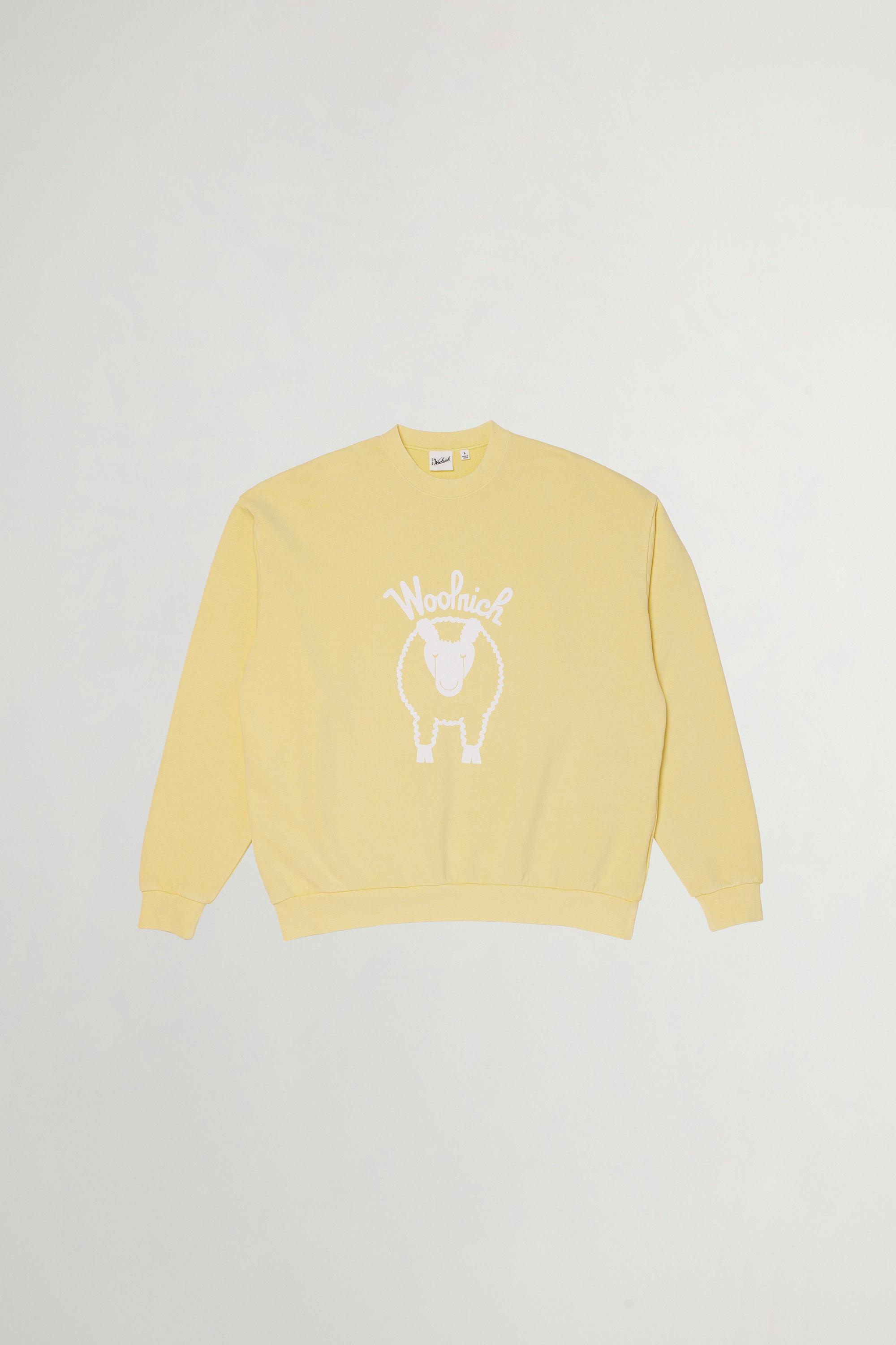 Sheep Crewneck Sweatshirt in Pure Cotton Yellow photo 1 | Woolrich