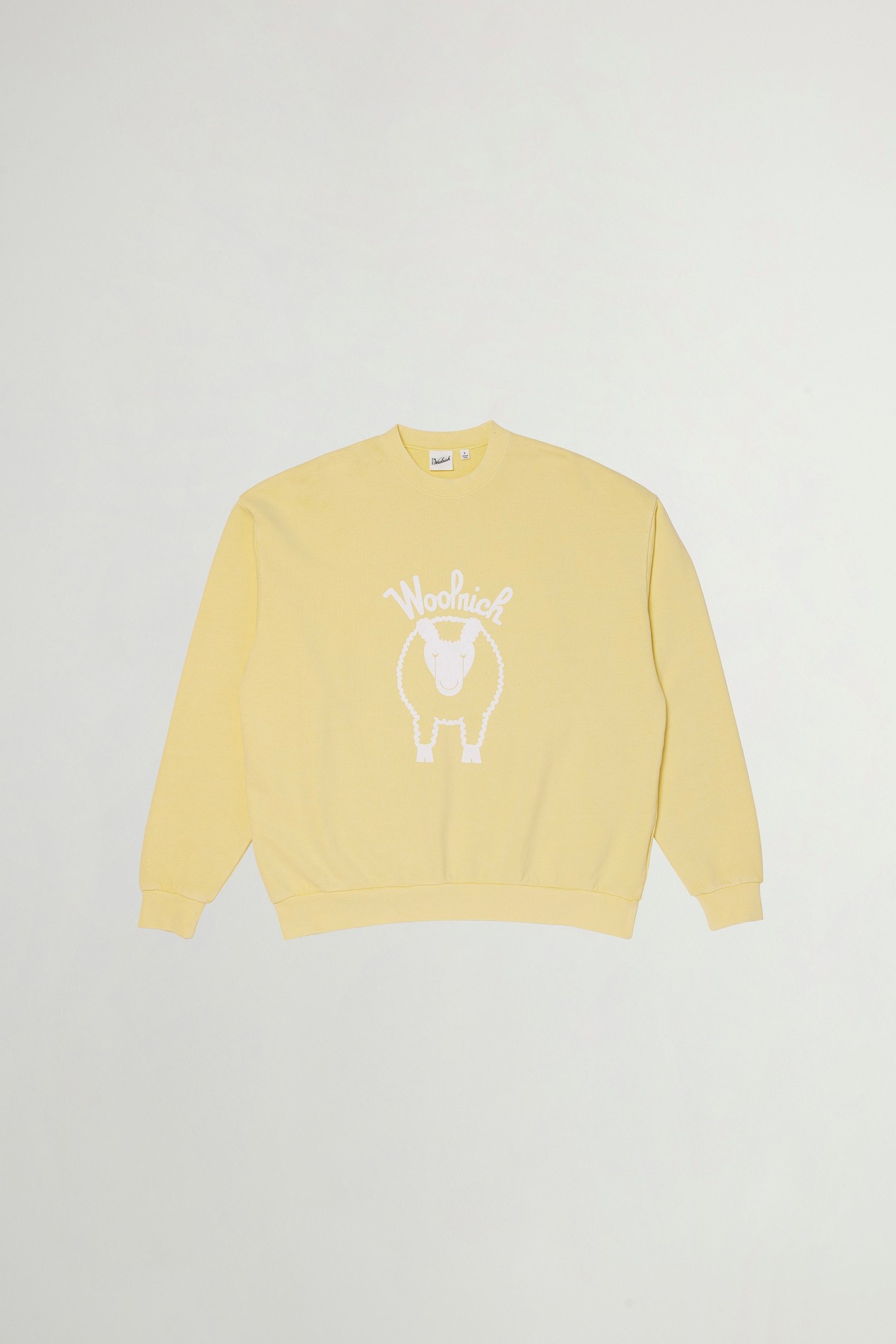 Pure Cotton Crewneck Sweatshirt with Printed Logo on the Chest and Back Yellow photo 1 | Woolrich