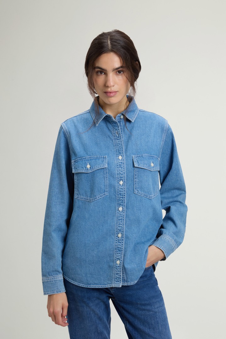 Shirt in Lightweight Pure Cotton Denim Blue photo 1 | Woolrich