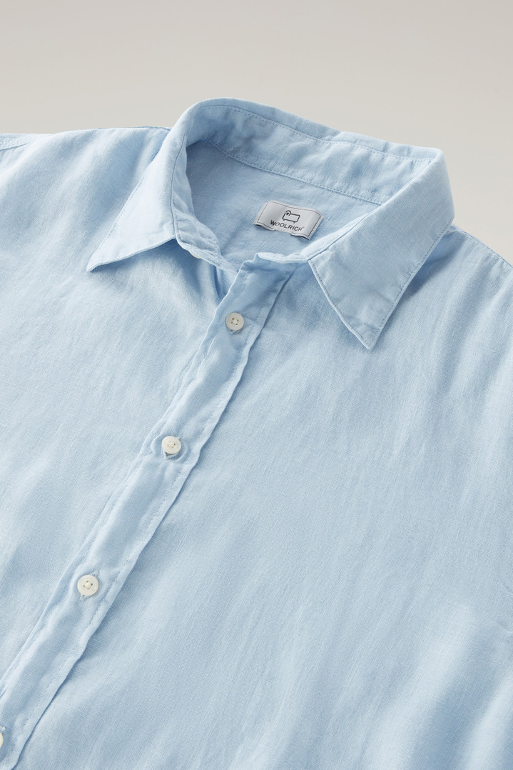 Garment-Dyed Pure Linen Shirt Blue photo 2 | Woolrich
