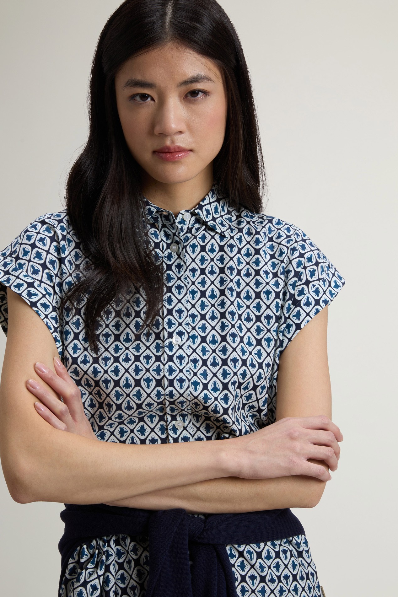 Shirt Dress in Cotton Blend with Belt Blue photo 4 | Woolrich