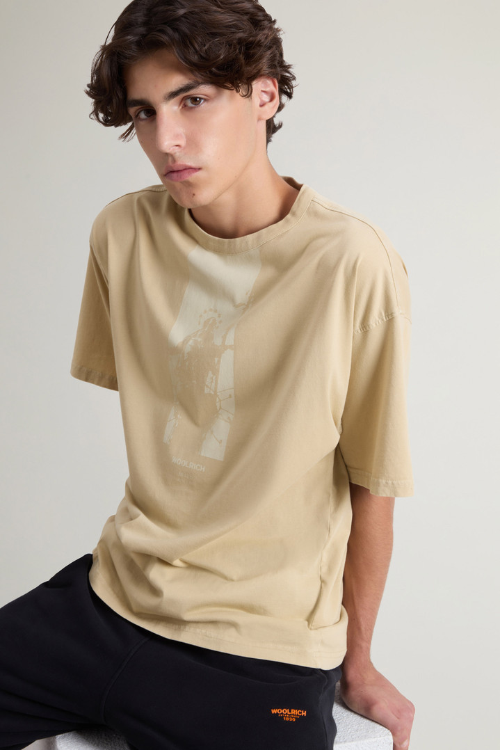 Teen Boys’ Garment-Dyed Pure Cotton T-Shirt with Print Beige photo 4 | Woolrich