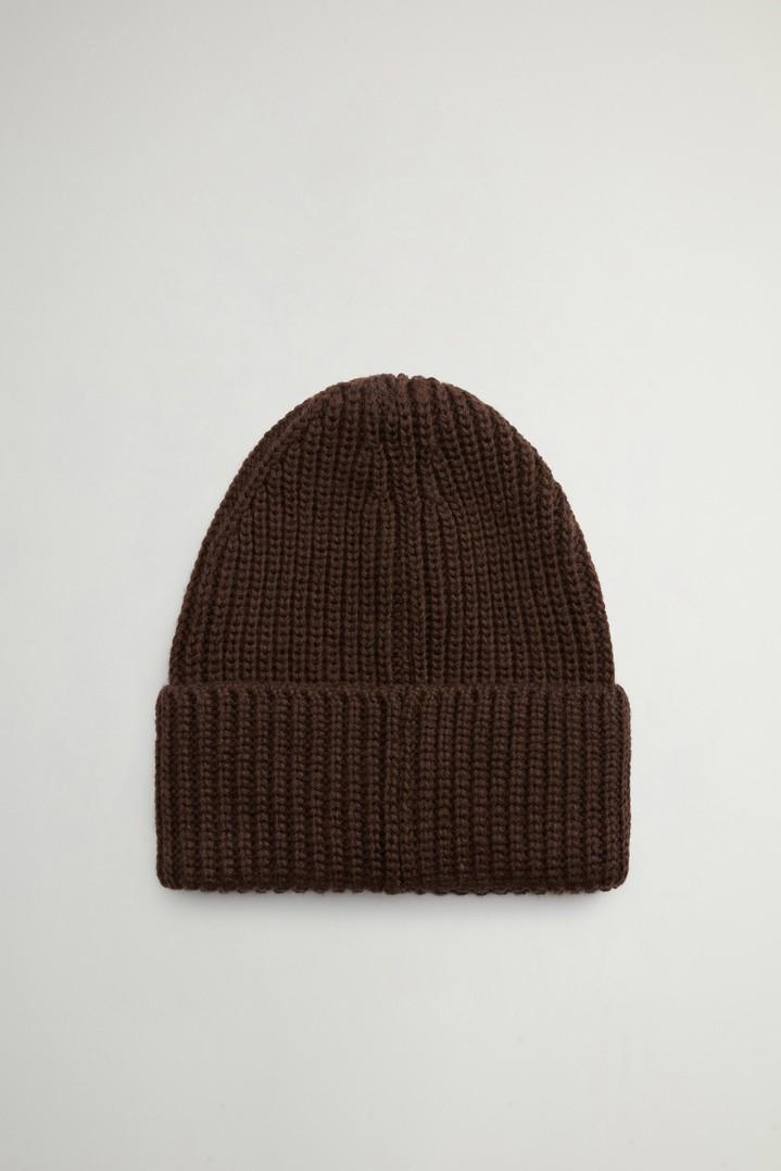 Ribbed Wool-Blend Beanie with Patch Brown photo 2 | Woolrich