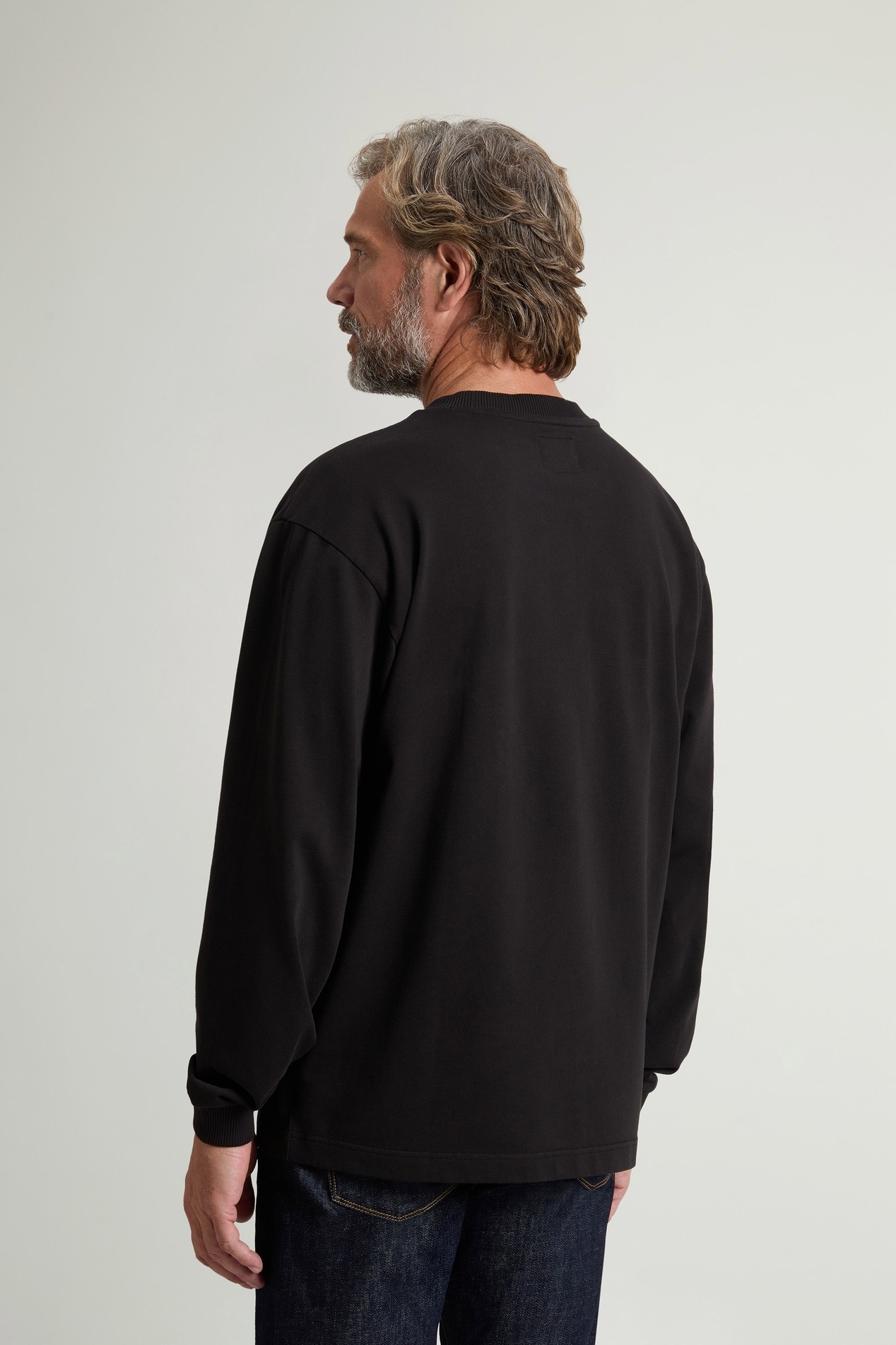 Langarmoberteil aus reiner Baumwolle Schwarz photo 3 | Woolrich