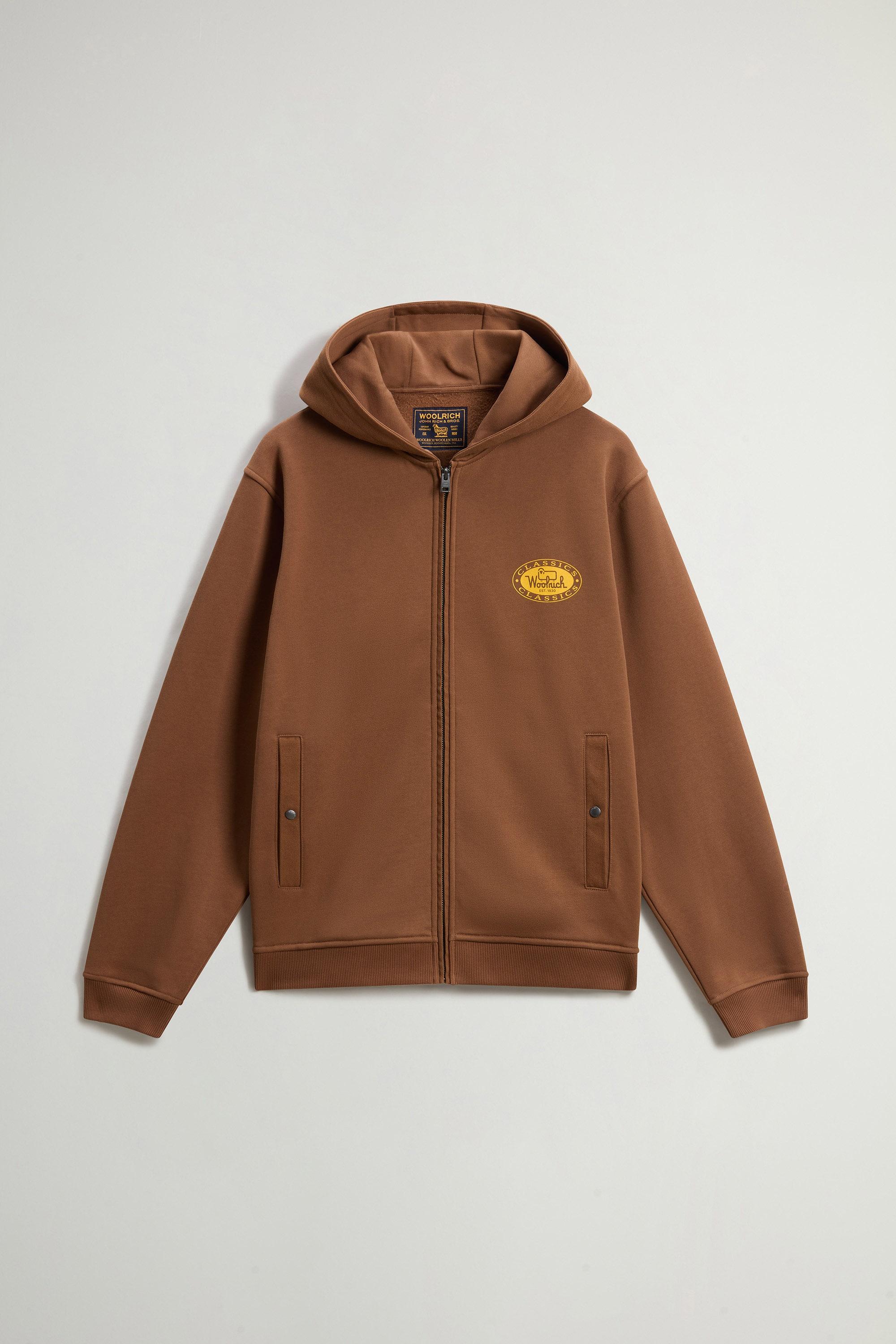 Full-Zipper Hoodie in Cotton Blend Brown photo 5 | Woolrich