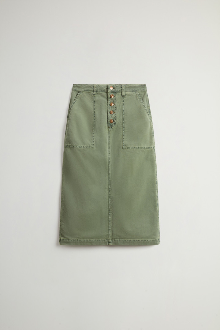 Garment-Dyed Midi Skirt in Stretch Cotton Green photo 1 | Woolrich