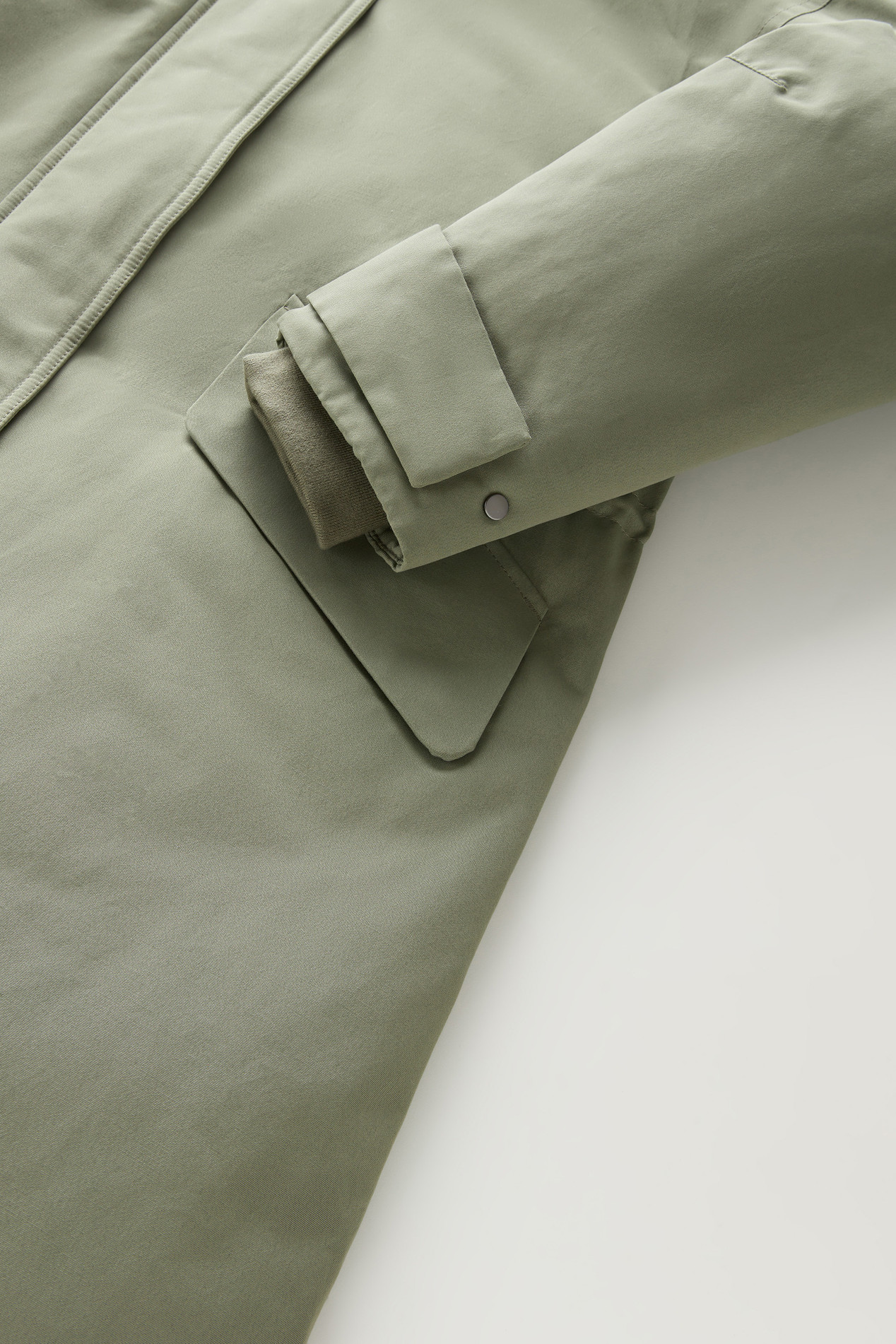 Long Parka in Brushed Ramar Cloth Green photo 5 | Woolrich