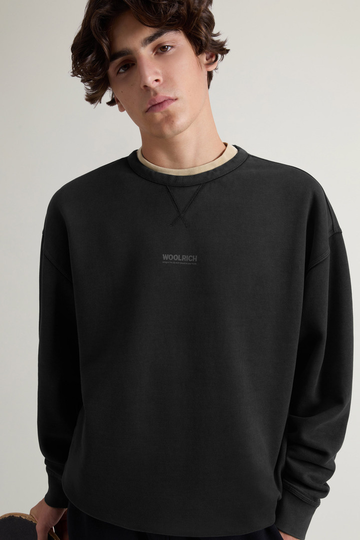 Teen Boys’ Garment-Dyed Pure Cotton Crewneck Sweatshirt with Rear Print Black photo 4 | Woolrich