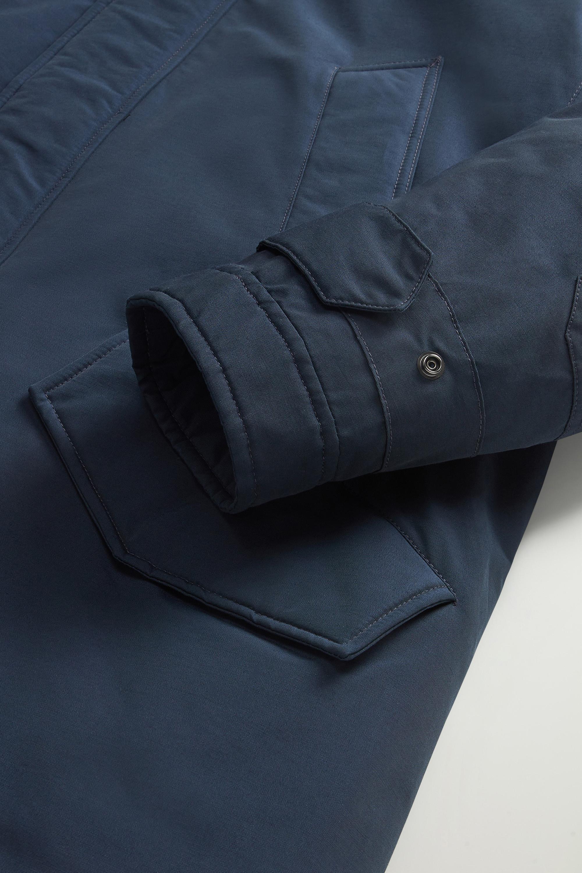 Polar Parka in Ramar Cloth with High Collar and Fur Trim Blue photo 7 | Woolrich