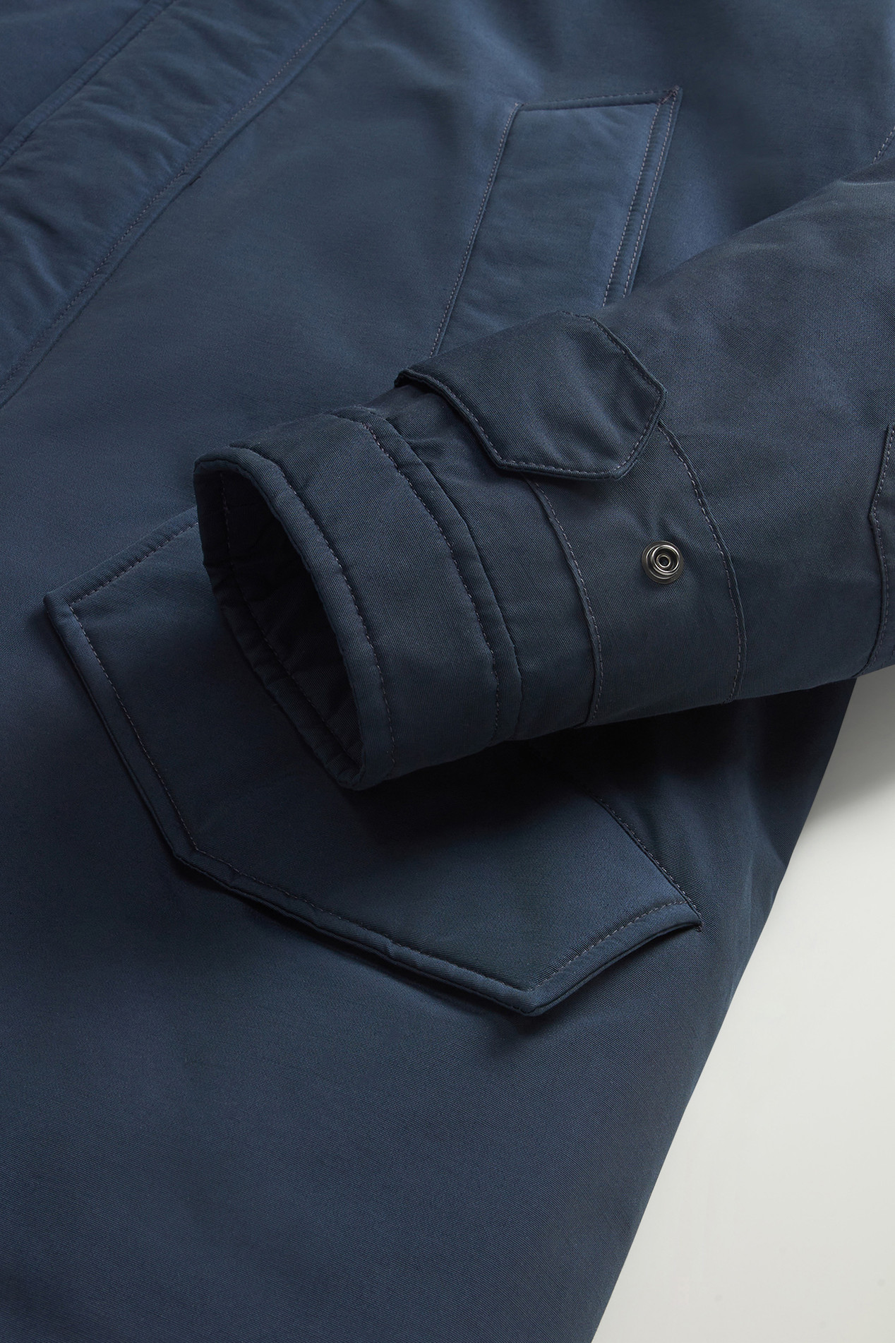 Polar Parka in Ramar Cloth with High Collar and Fur Trim Blue photo 7 | Woolrich