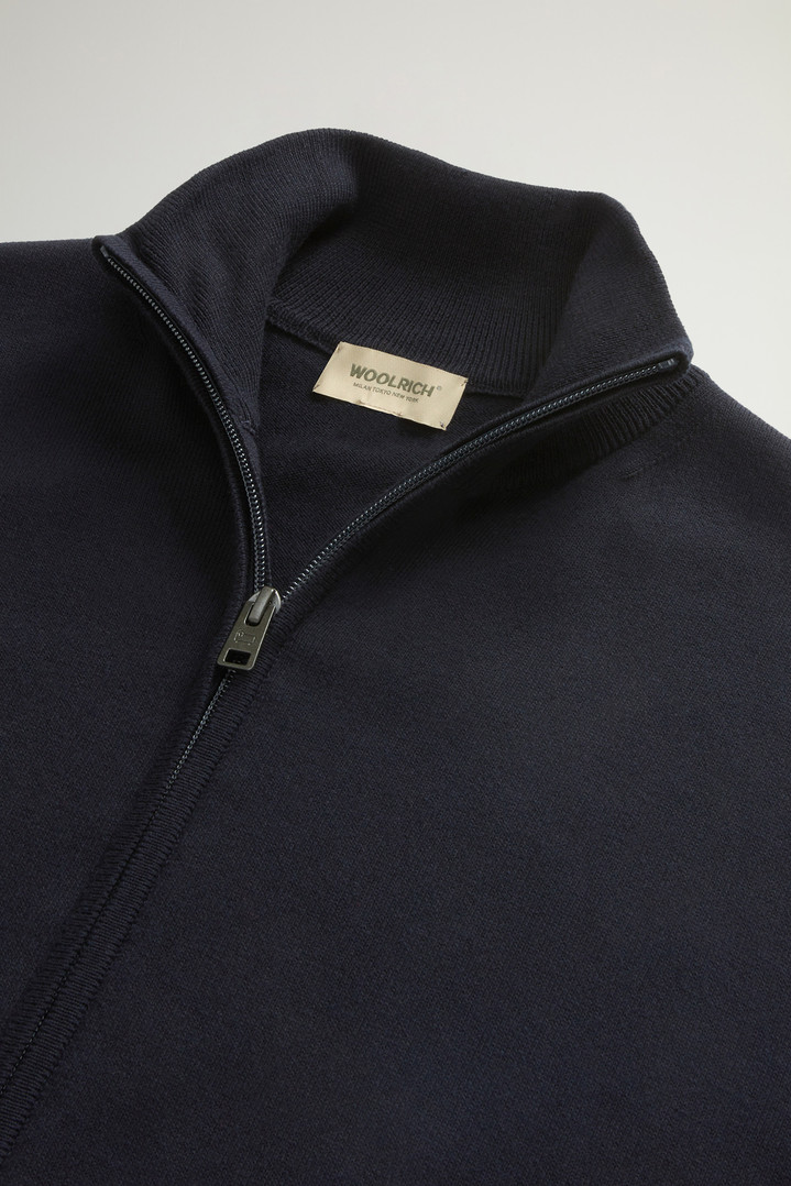 Pure Cotton Cardigan with Stand-Up Collar Blue photo 2 | Woolrich