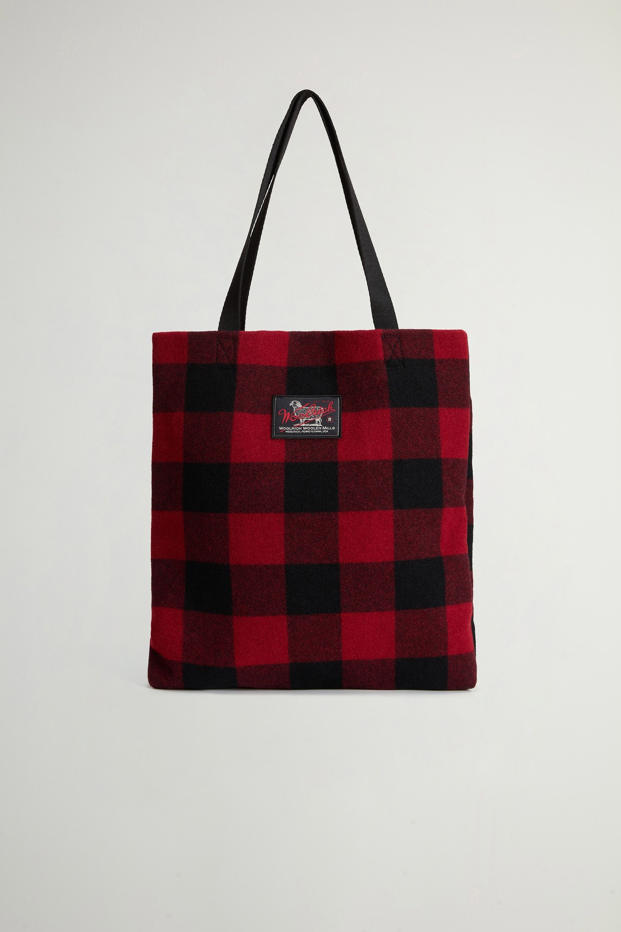 Medium Tote Bag in Checked Italian Wool Blend Red photo 1 | Woolrich