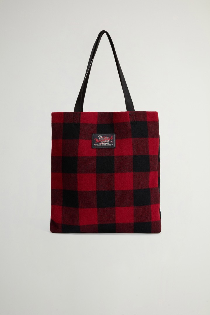 Medium Tote Bag in Checked Italian Wool Blend Red photo 1 | Woolrich