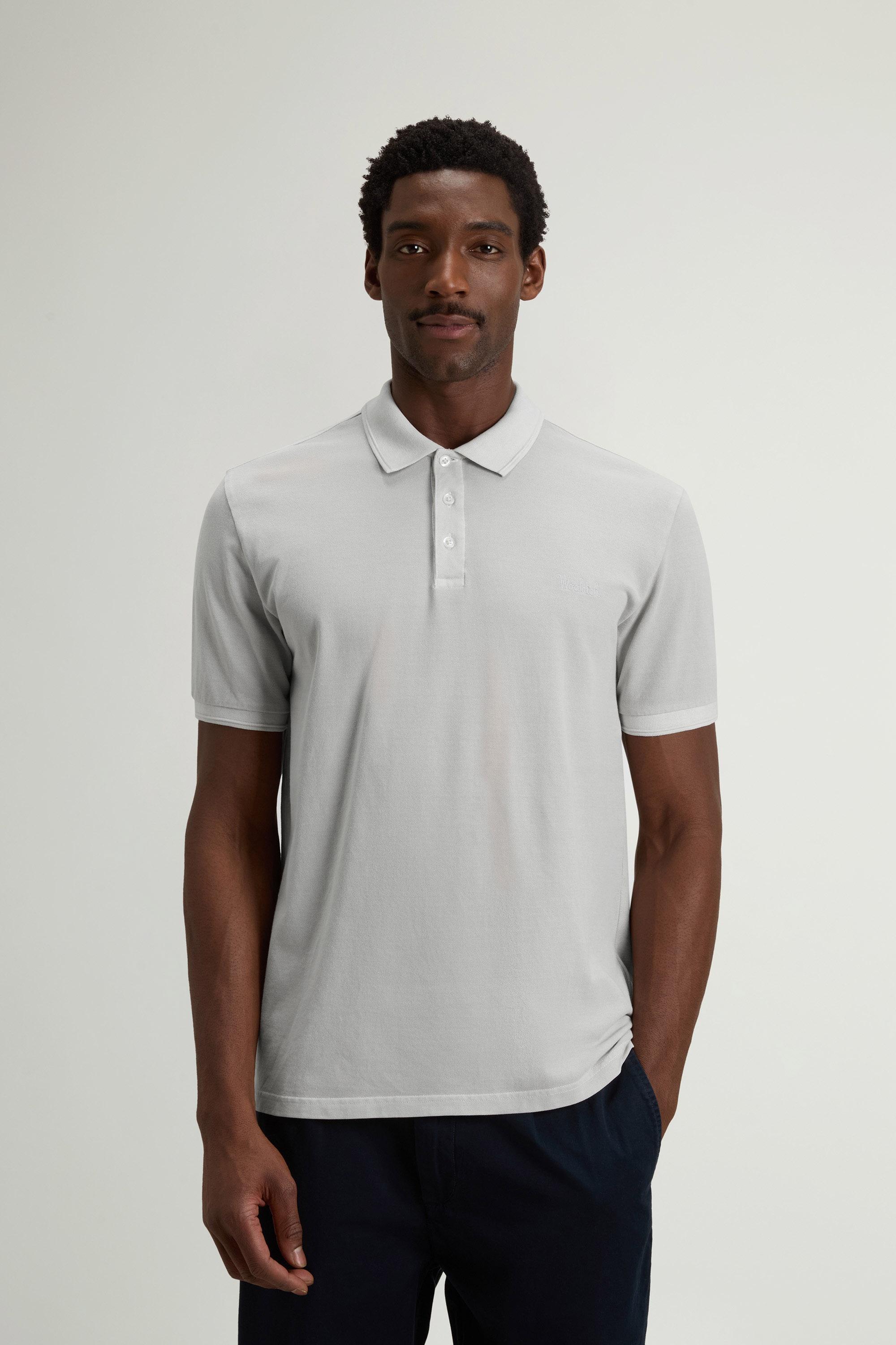 Garment-Dyed Mackinack Polo Shirt in Stretch Cotton Pique Gray photo 1 | Woolrich