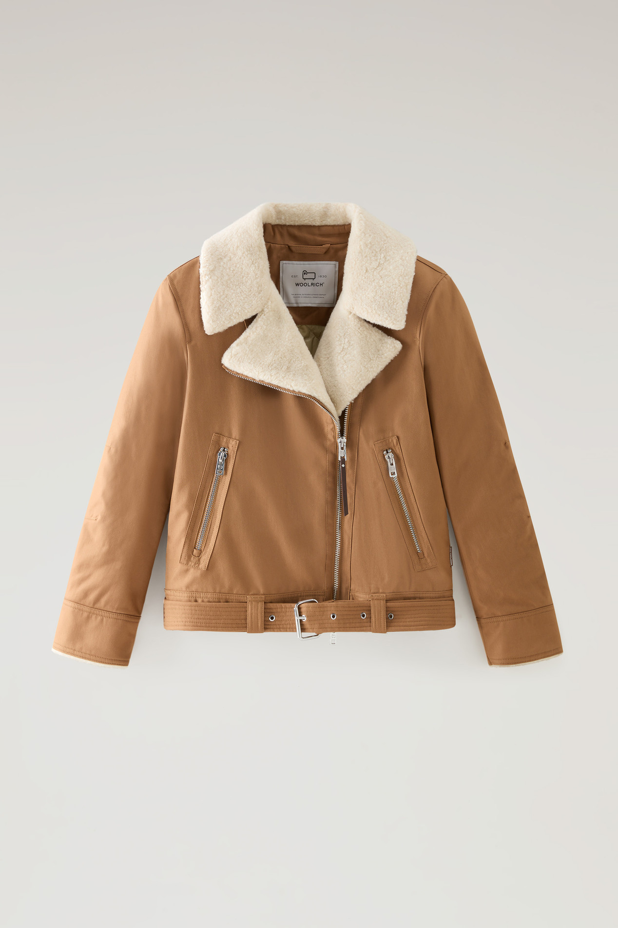Aviator Jacket with collar in Sherpa Wool Blend Brown photo 1 | Woolrich