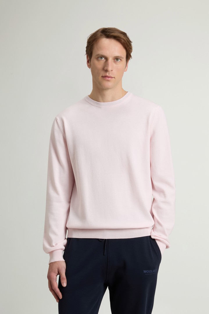 Crewneck Sweater in Pure Cotton with Embroidered Logo Pink photo 1 | Woolrich