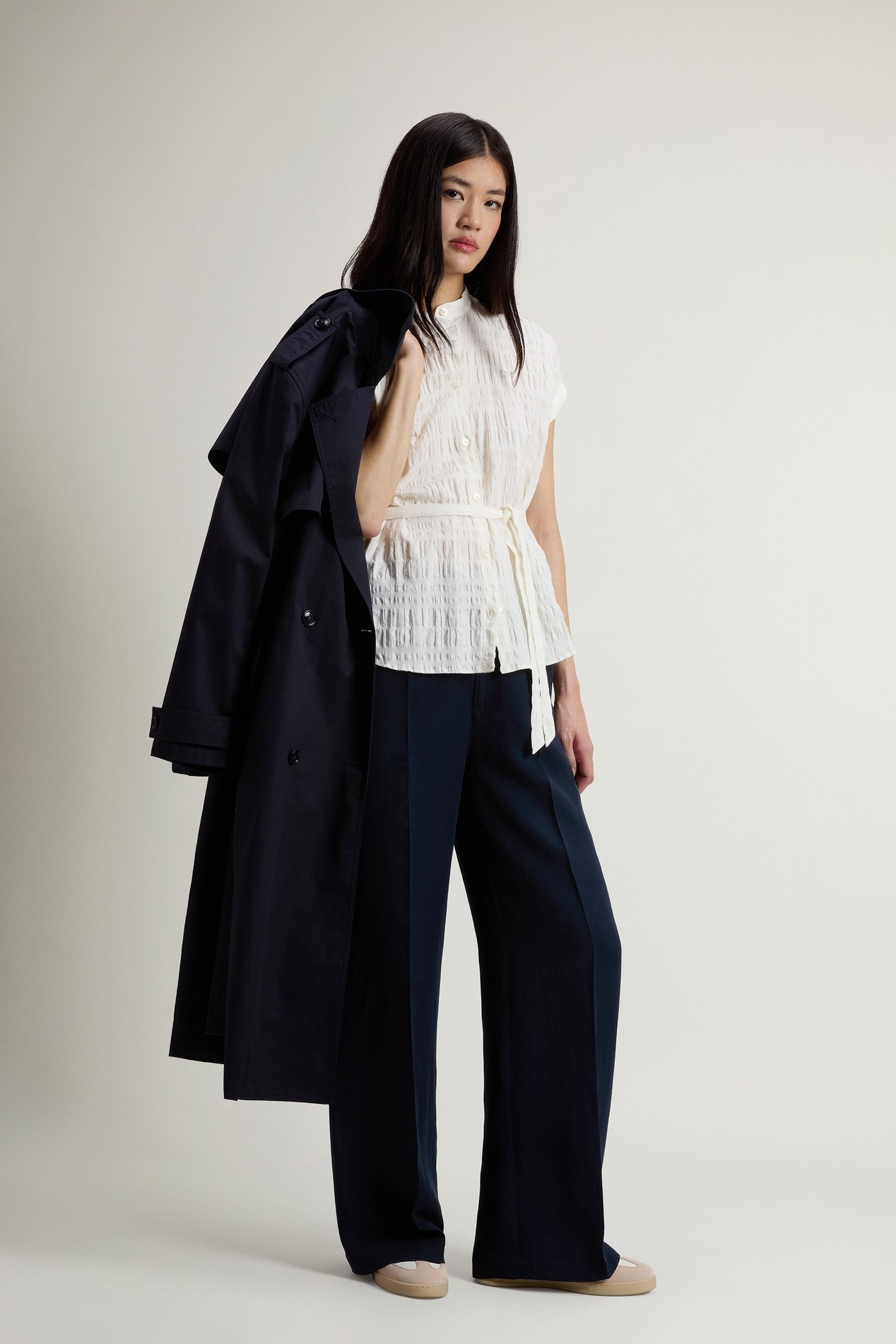 PRINTED COTTON LINEN BLOUSE White photo 2 | Woolrich