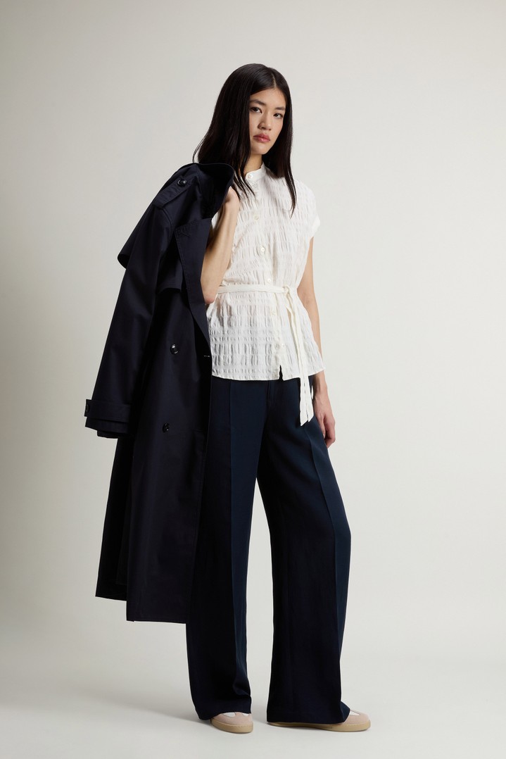 PRINTED COTTON LINEN BLOUSE White photo 2 | Woolrich