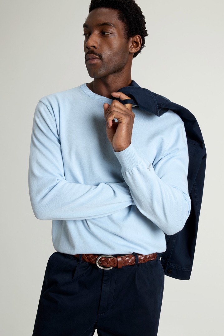Crewneck Sweater in Pure Cotton Blue photo 4 | Woolrich
