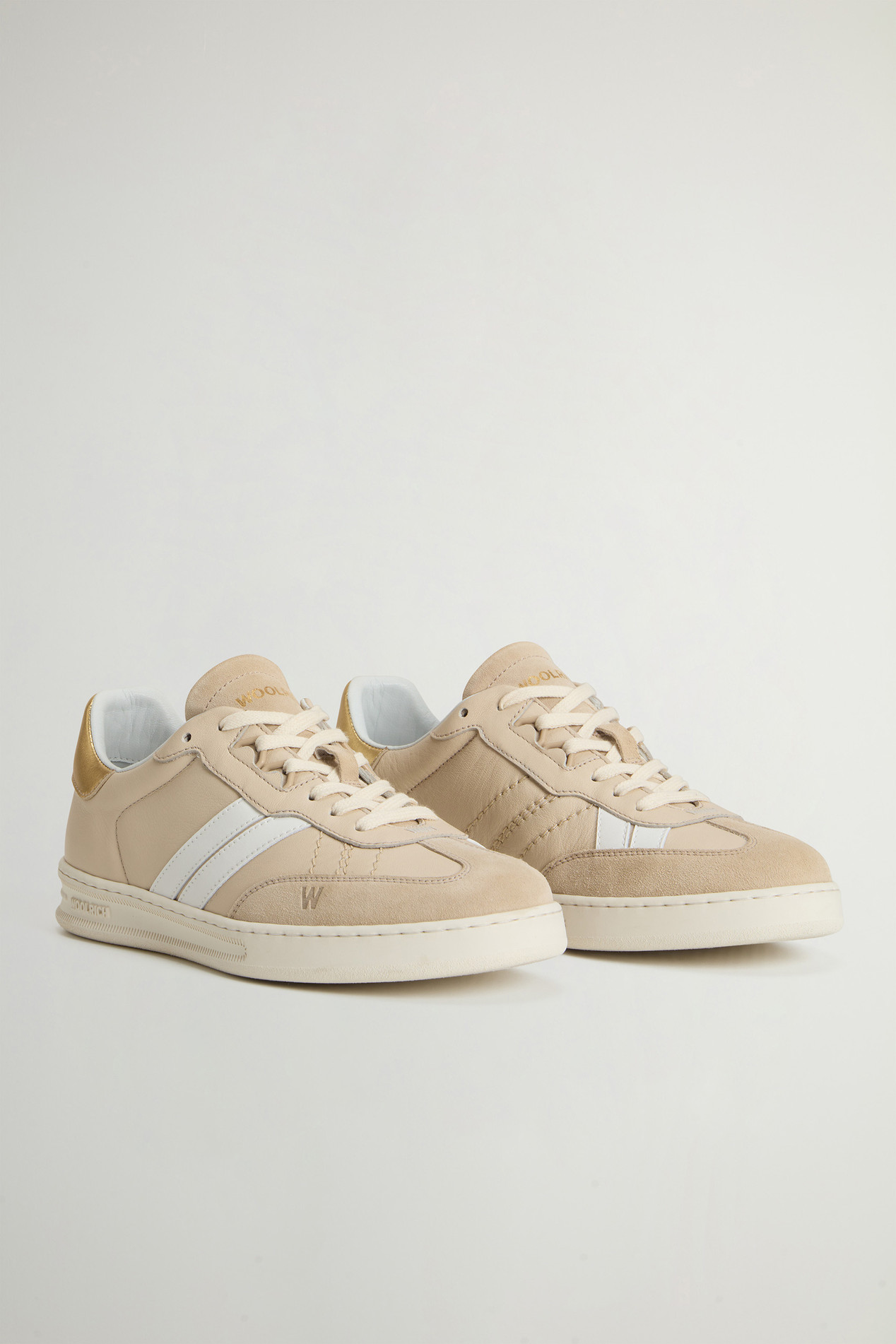Doubleu Tennis Sneakers in Leather with Suede Inserts Beige photo 2 | Woolrich