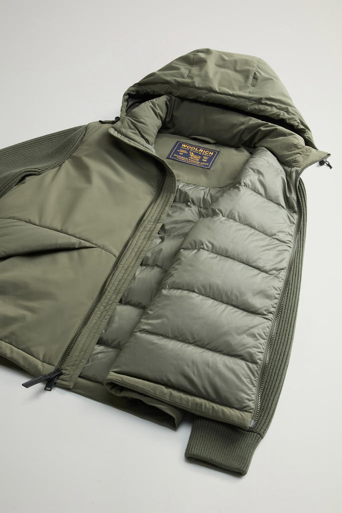 Hybrid Hooded Jacket in Matte Stretch Nylon Green photo 8 | Woolrich