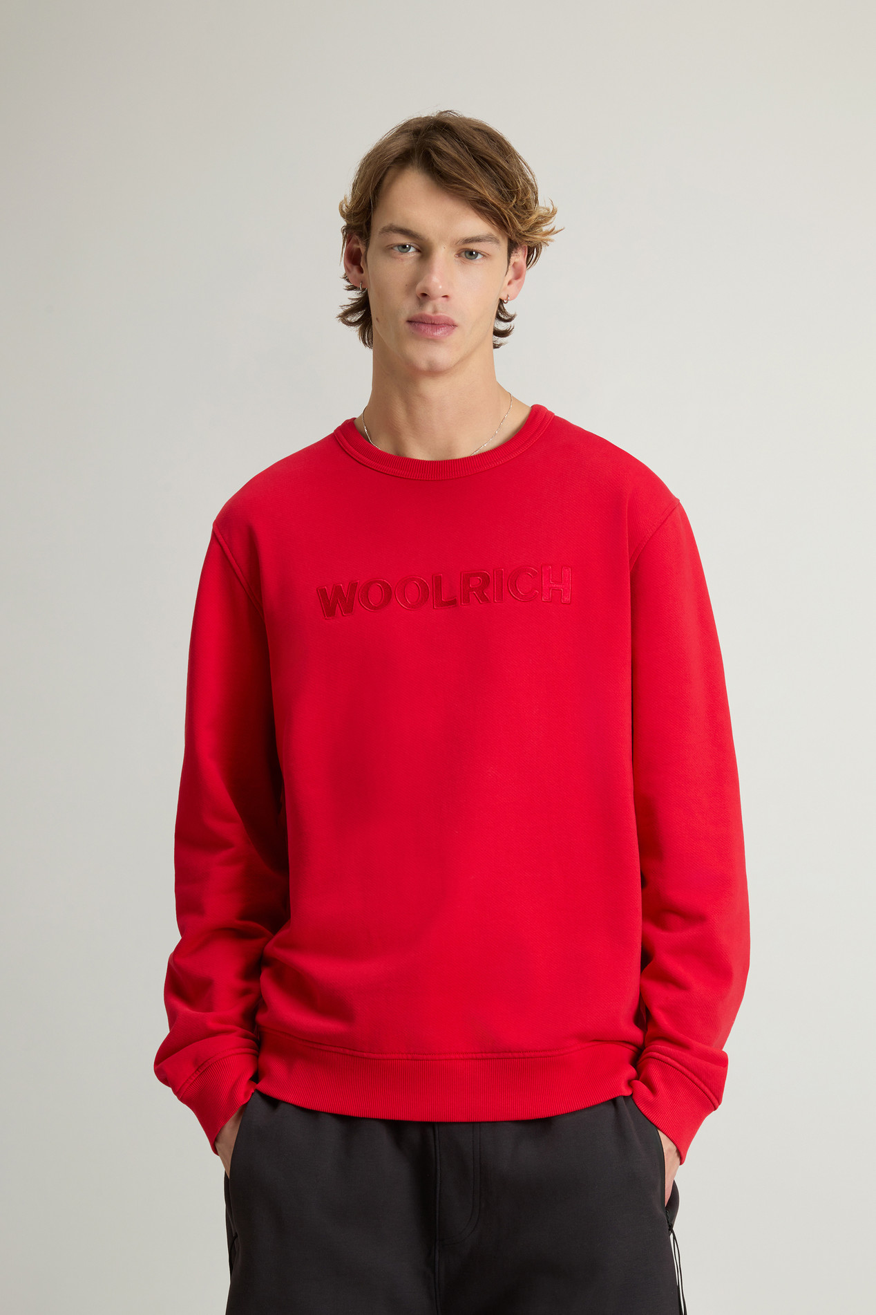 Crewneck Sweatshirt in Light Cotton-Blend Fabric Red photo 1 | Woolrich