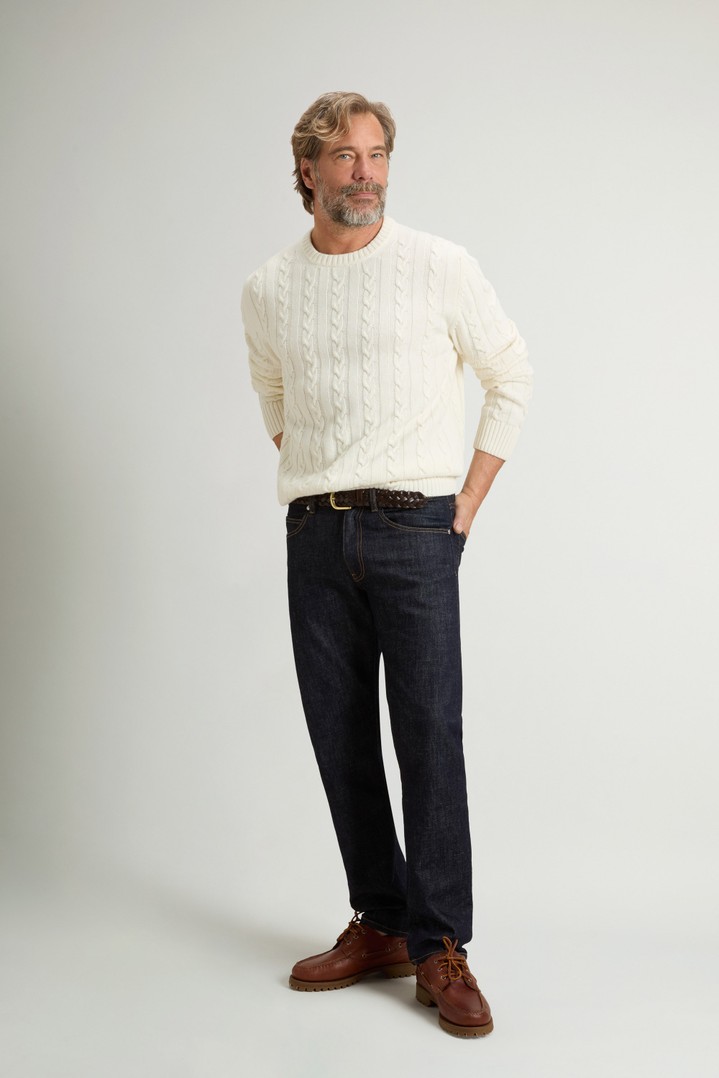 Maglione girocollo in misto lana e cotone a trecce Bianco photo 2 | Woolrich