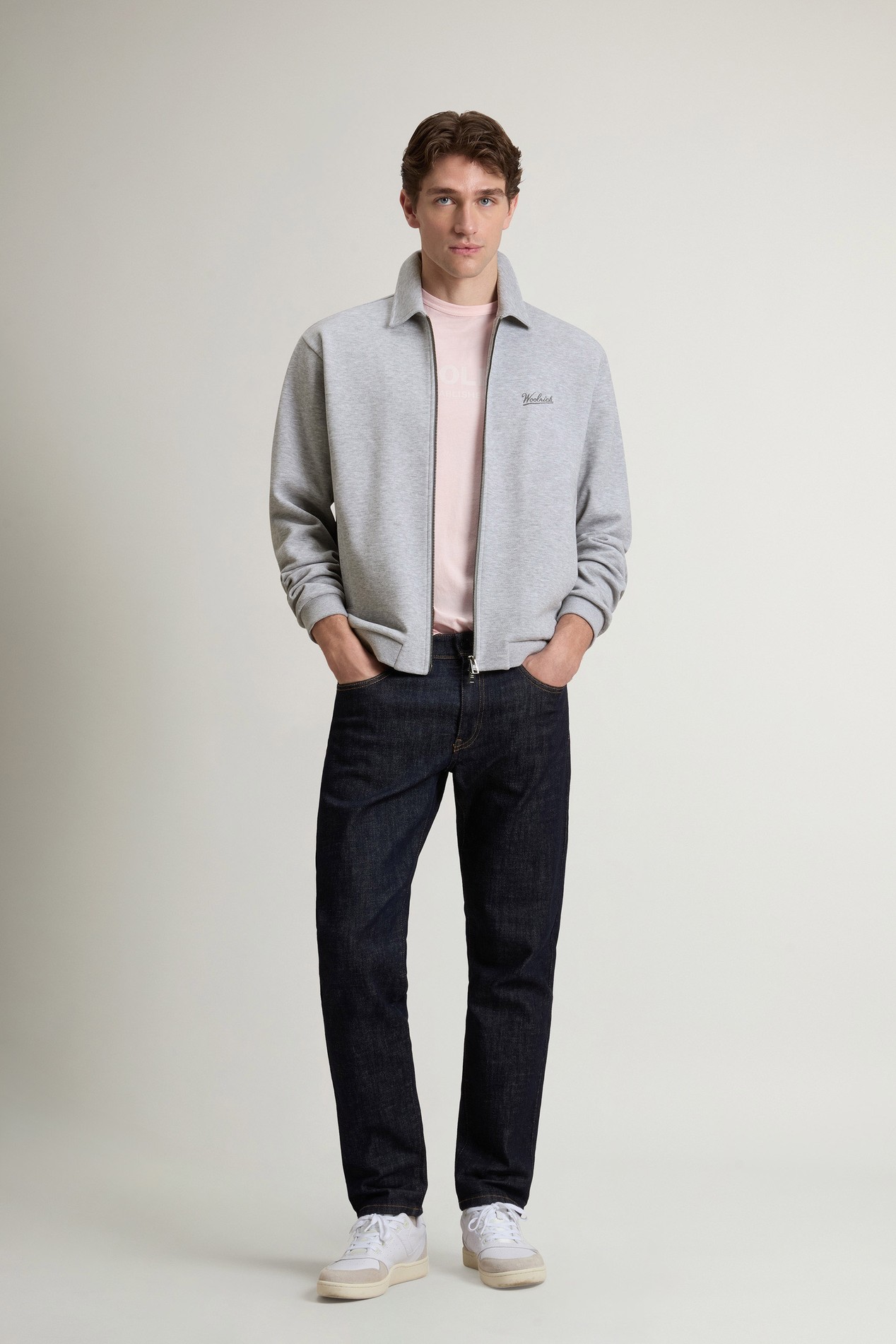 MELANGE PIQUET FULL-ZIP Gray photo 2 | Woolrich