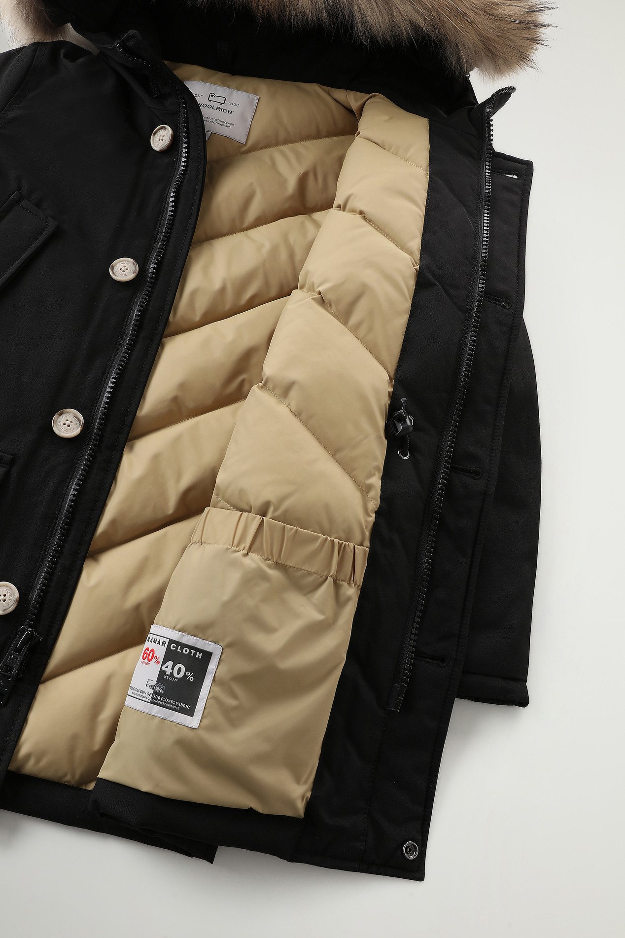 Boy's Arctic Parka in Ramar Cloth with Detachable Fur Black photo 5 | Woolrich
