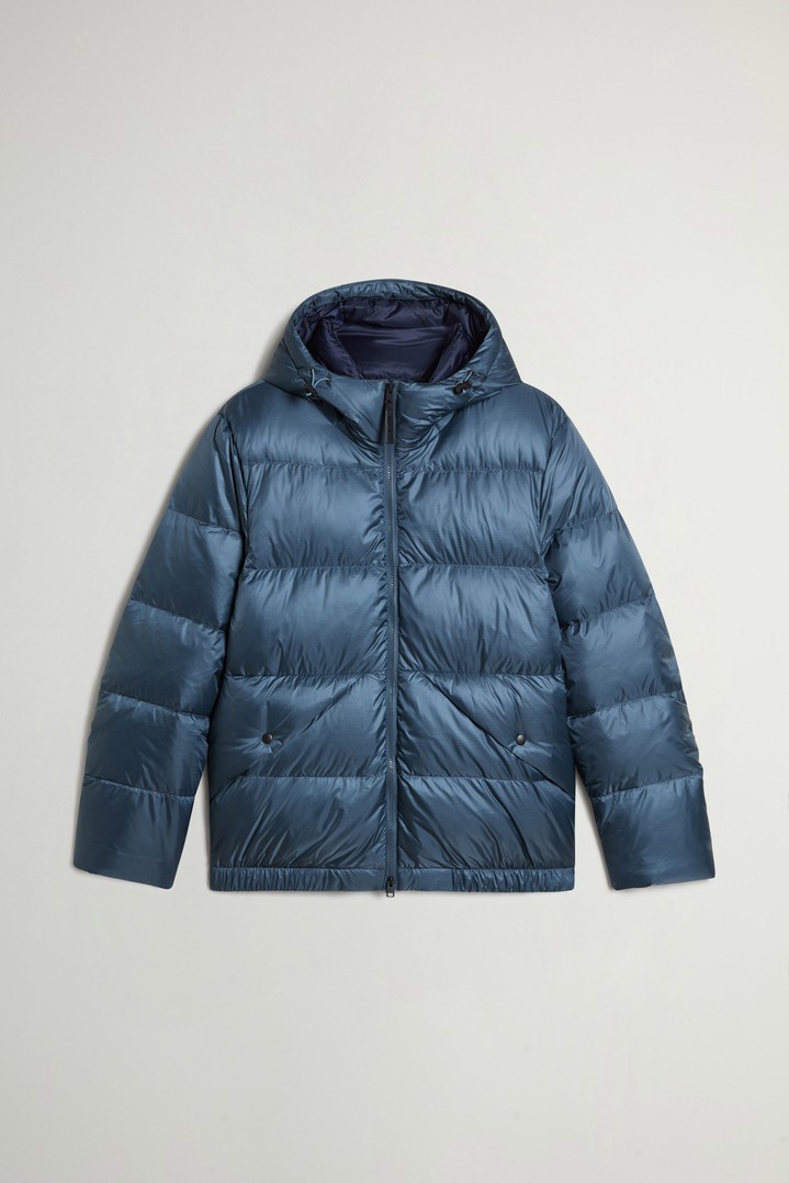 Quilted down jacket in recycled Pertex® Quantum fabric with hood Blue photo 5 | Woolrich