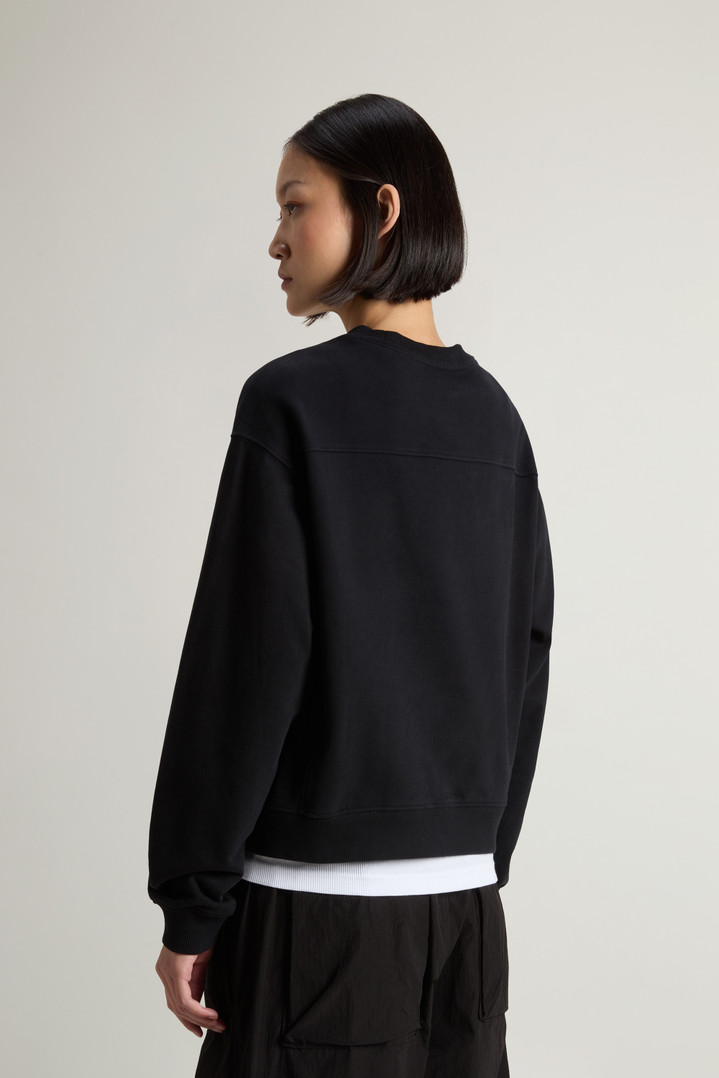 Crewneck Sweatshirt in Pure Cotton with Embroidered Logo Black photo 3 | Woolrich