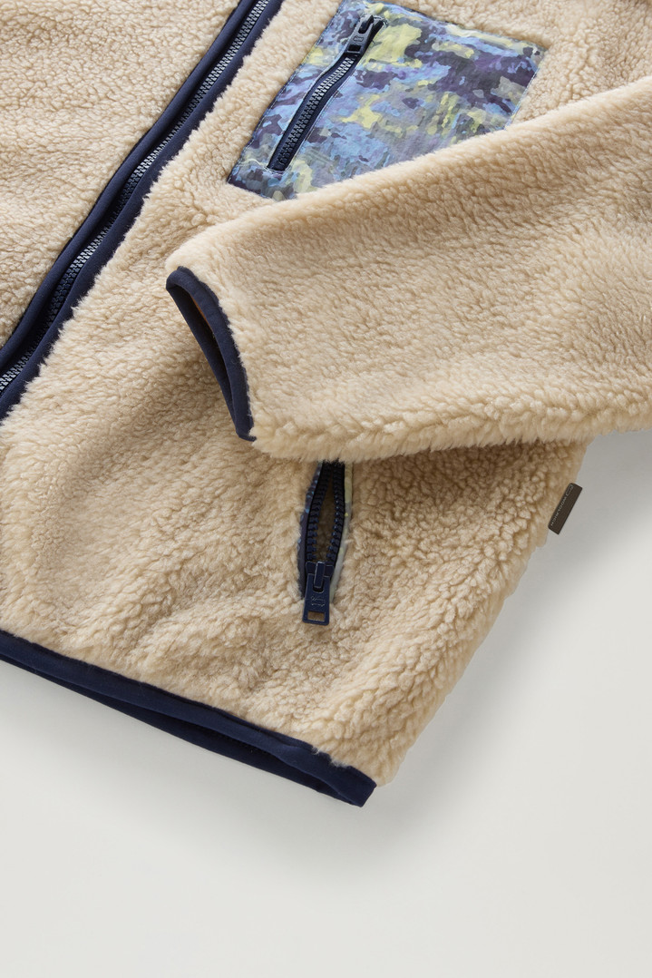 High-Collar Sherpa Sweatshirt with Cordura Details Beige photo 3 | Woolrich