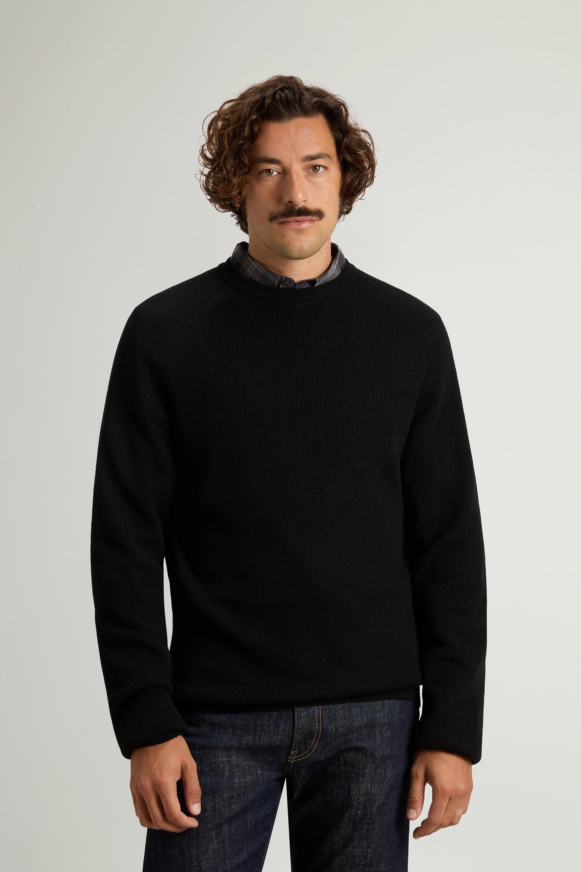 Crewneck Sweater in Pure Merino Virgin Wool Black photo 1 | Woolrich