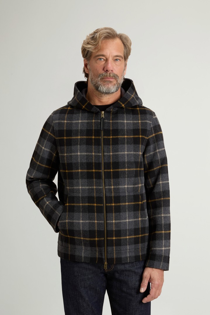 Wool-Blend Jacket with Hood and Zipper Gray photo 1 | Woolrich