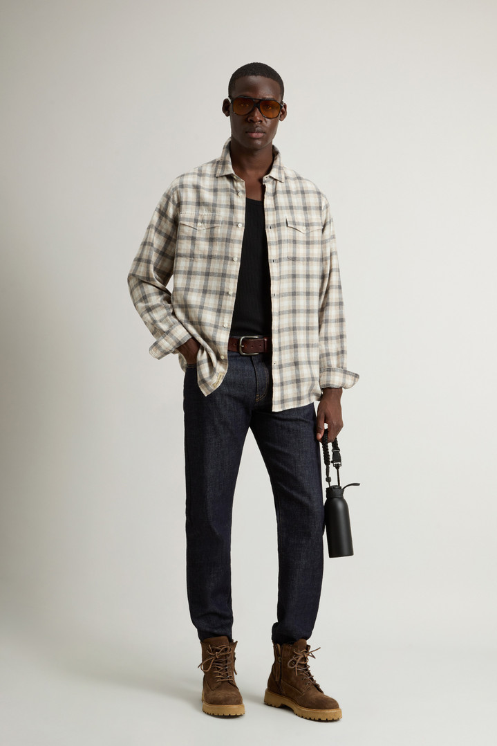 Pure Madras Cotton Flannel Checked Shirt Beige photo 2 | Woolrich