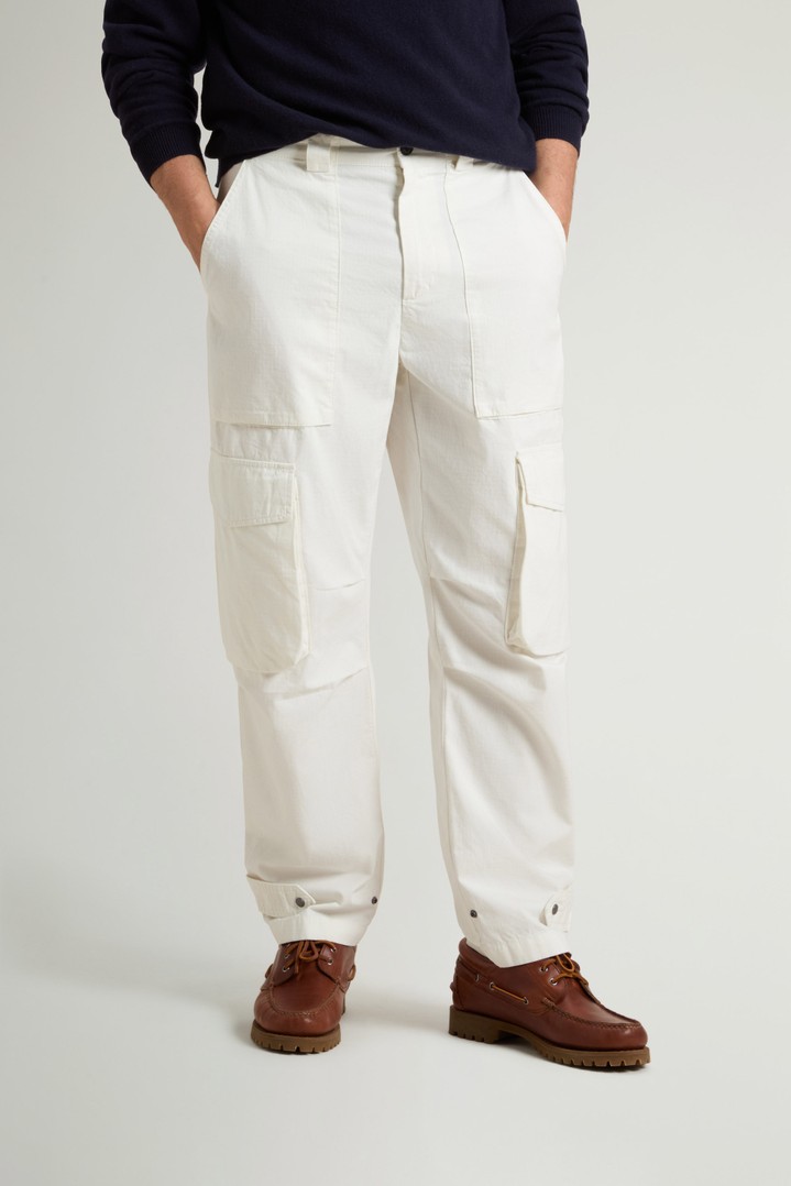 Garment-Dyed Cargo Pants in Pure Cotton Ripstop White photo 1 | Woolrich