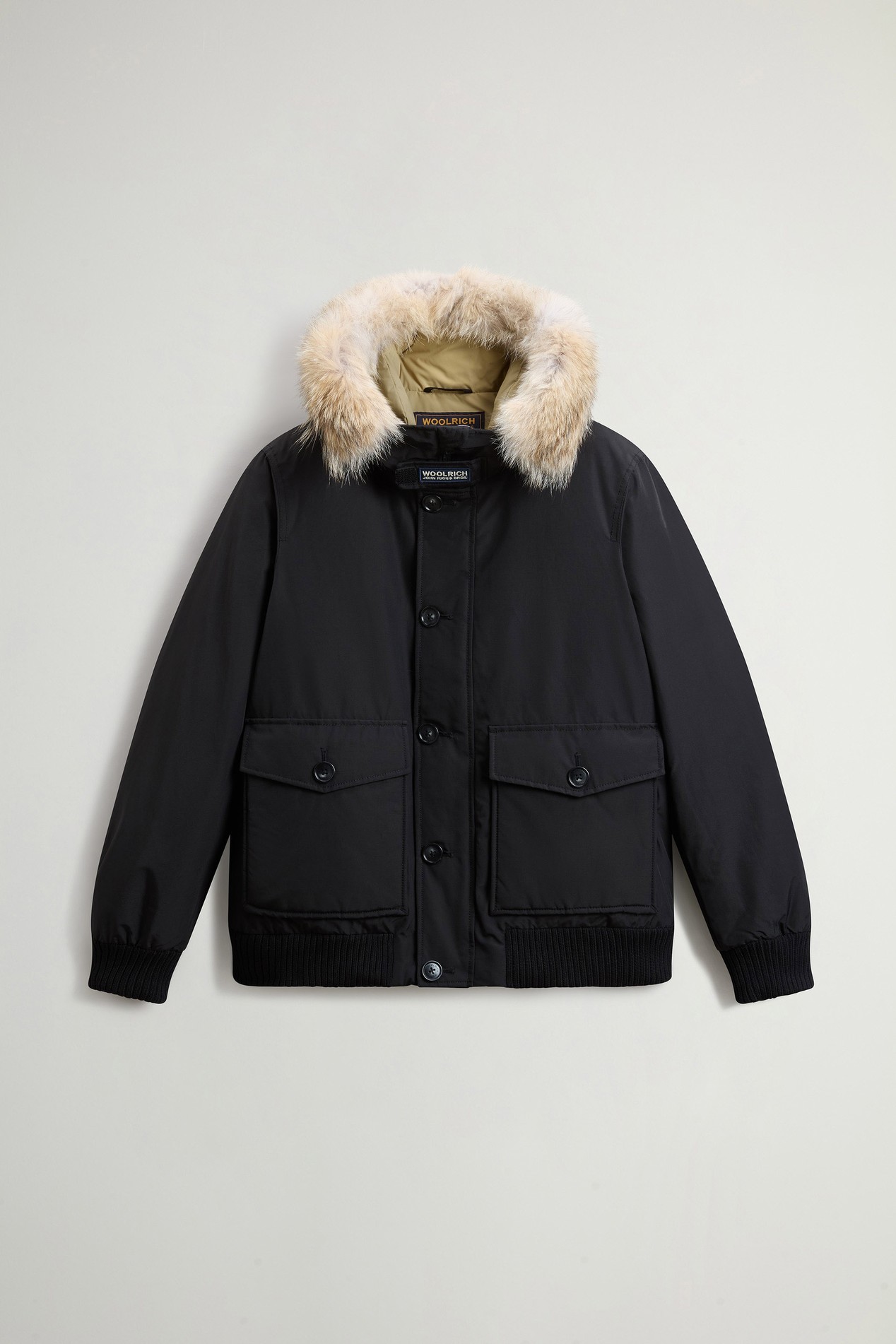 Padded Polar bomber jacket in Ramar Cloth with hood Black photo 1 | Woolrich